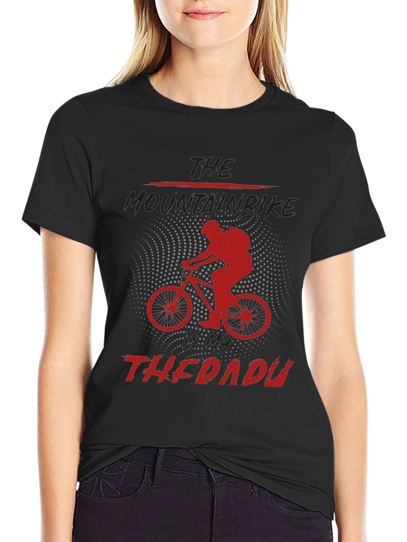 Black Mountain Bike Therapy Graphic Tee - Black view 2