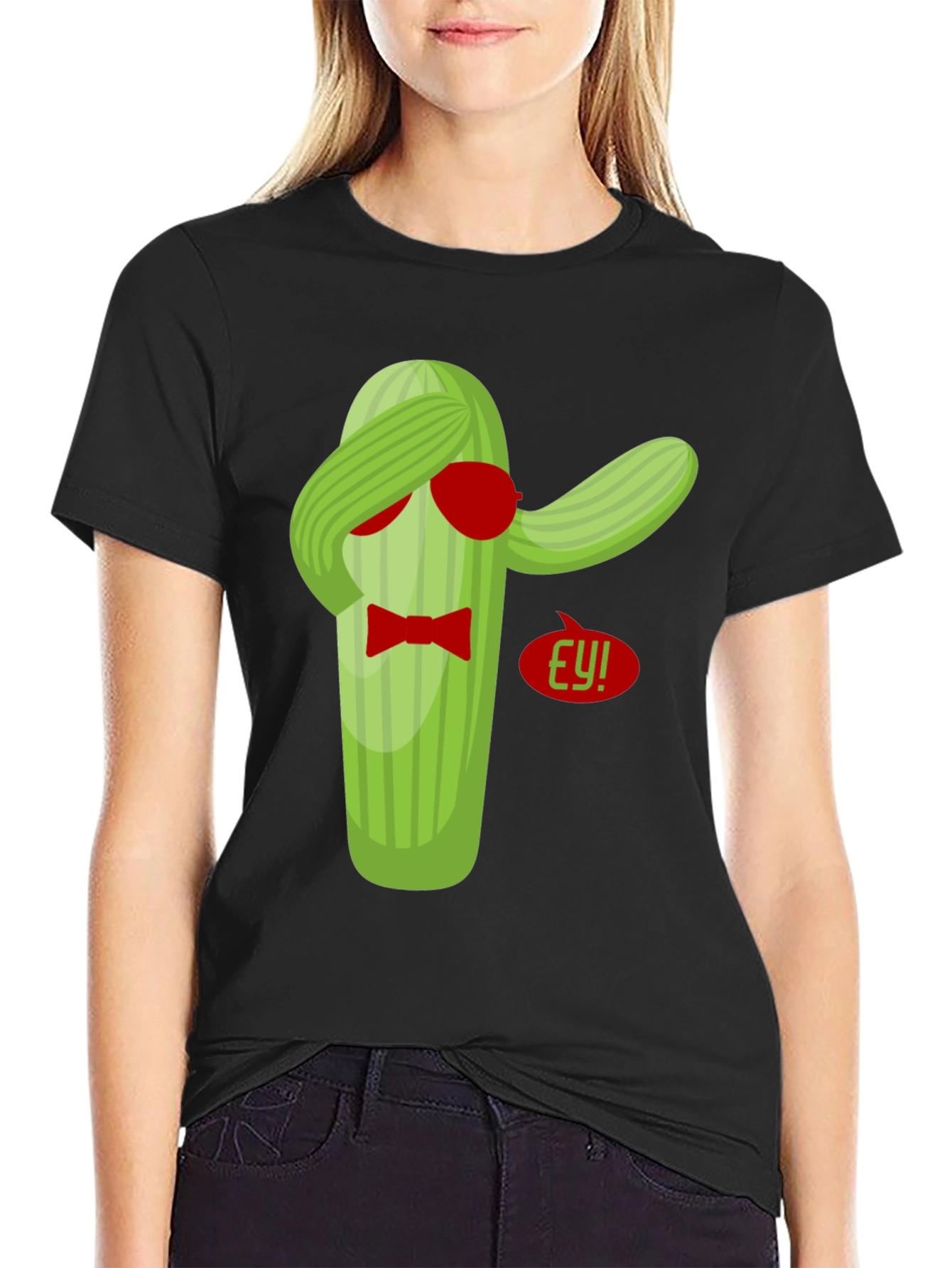 Black Dabbing Cactus T-Shirt - Funny Novelty Tee view 2