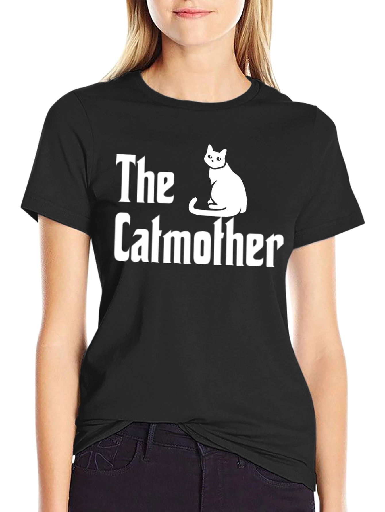 Black The Catmother T-Shirt - Funny Cat Lover Tee view 2