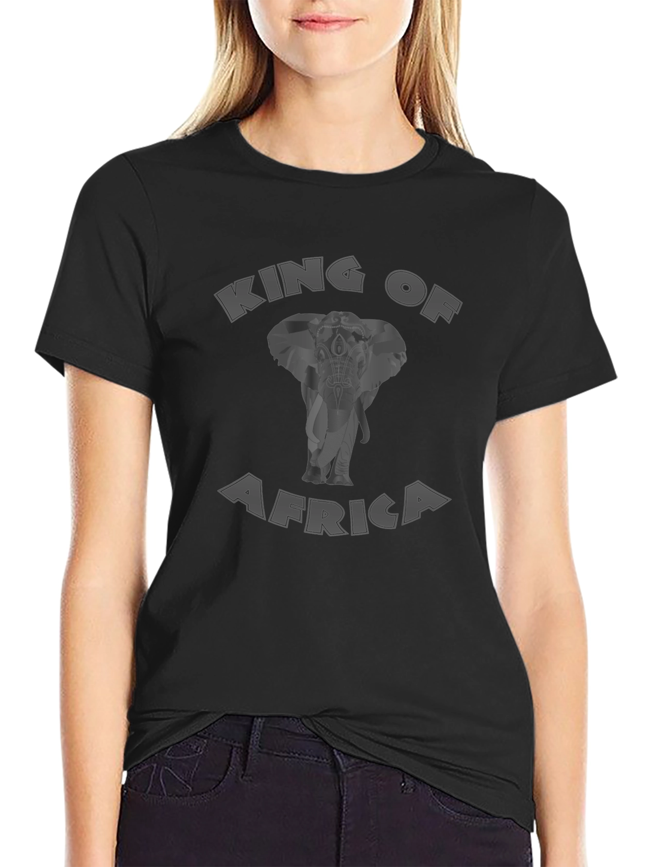 Black King of Africa Elephant Graphic Tee view 2