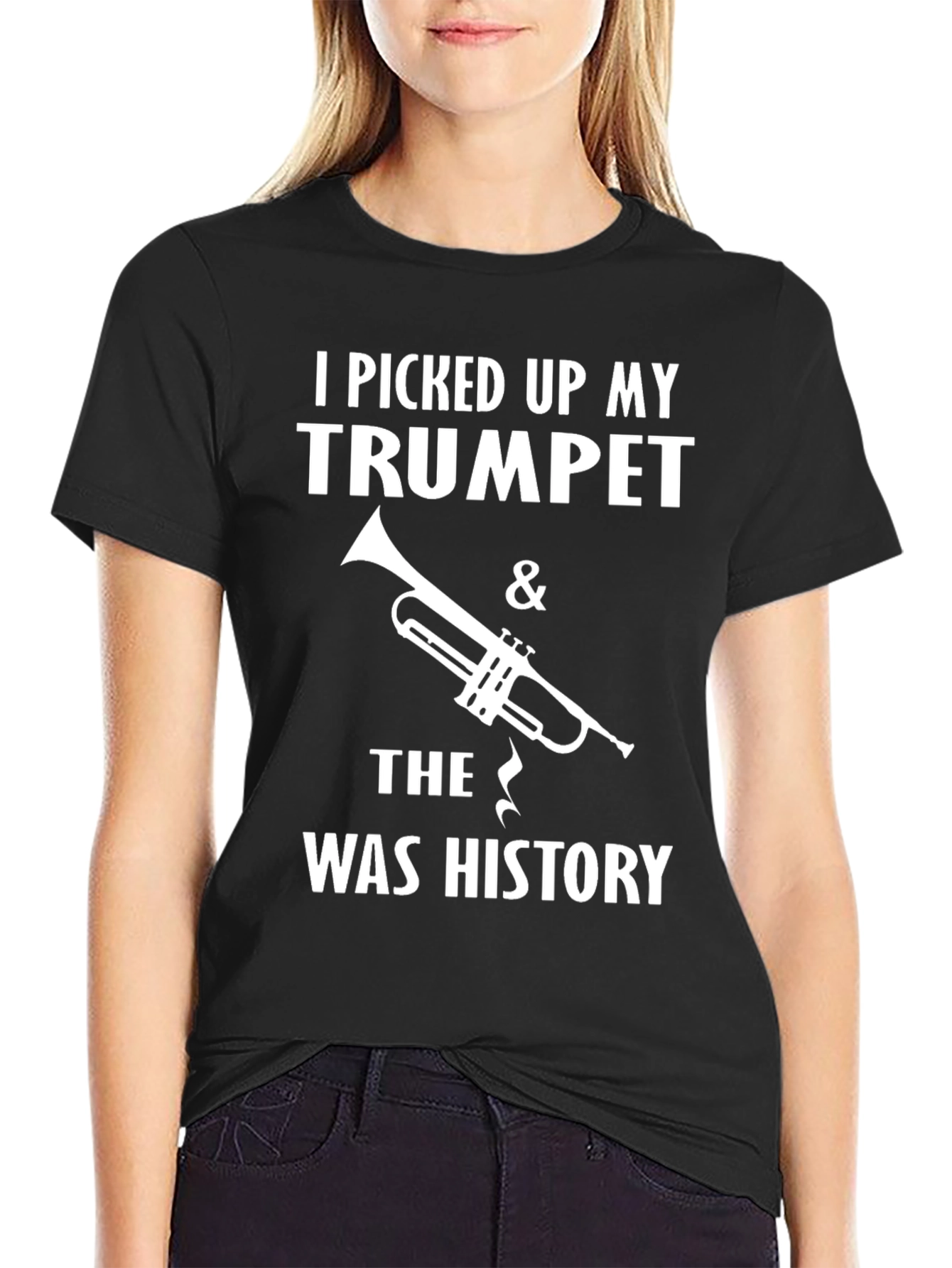 Black Trumpet History Black T-Shirt view 2