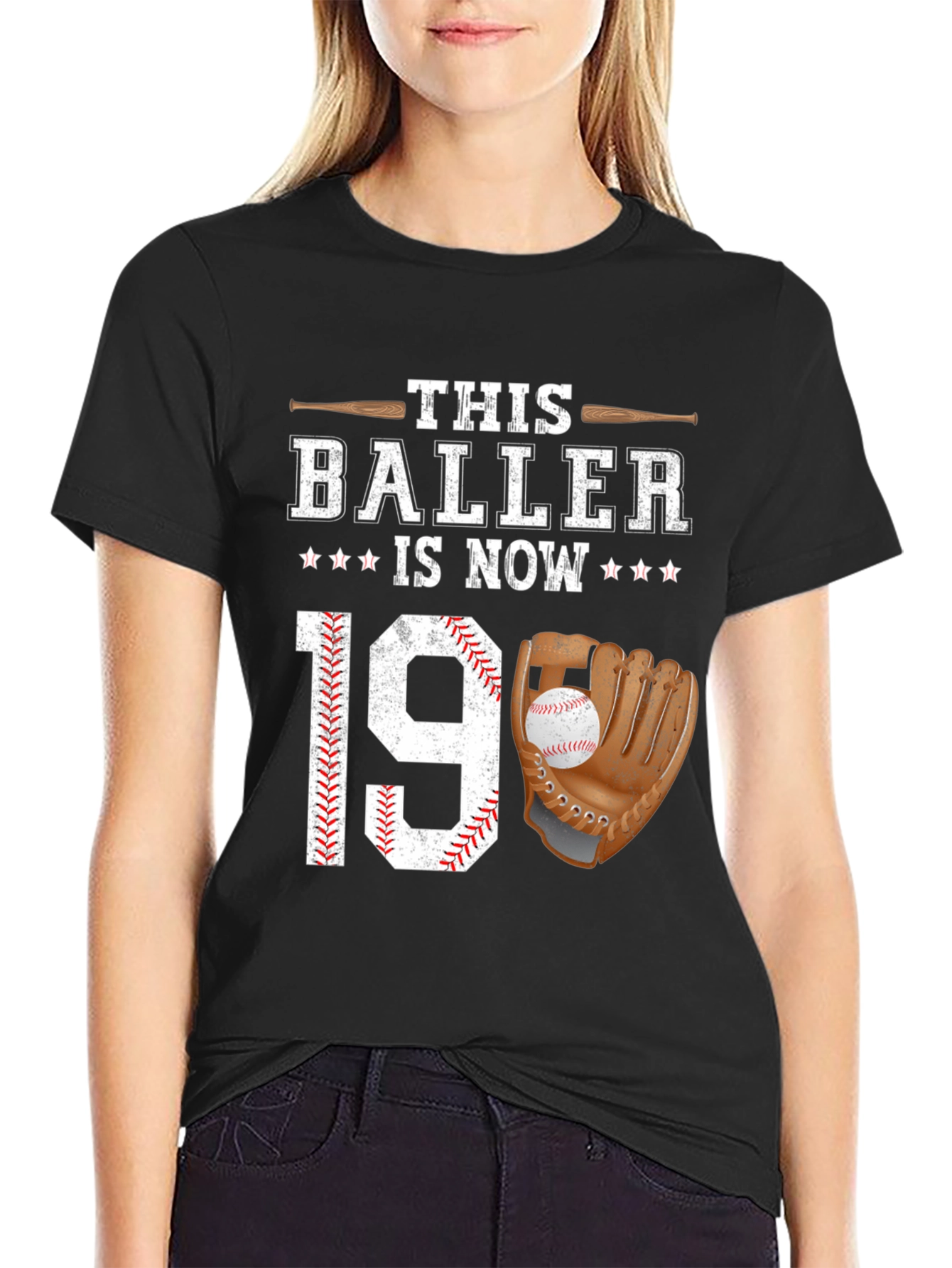 Black Baller 19th Birthday T-Shirt Baseball Lover view 2
