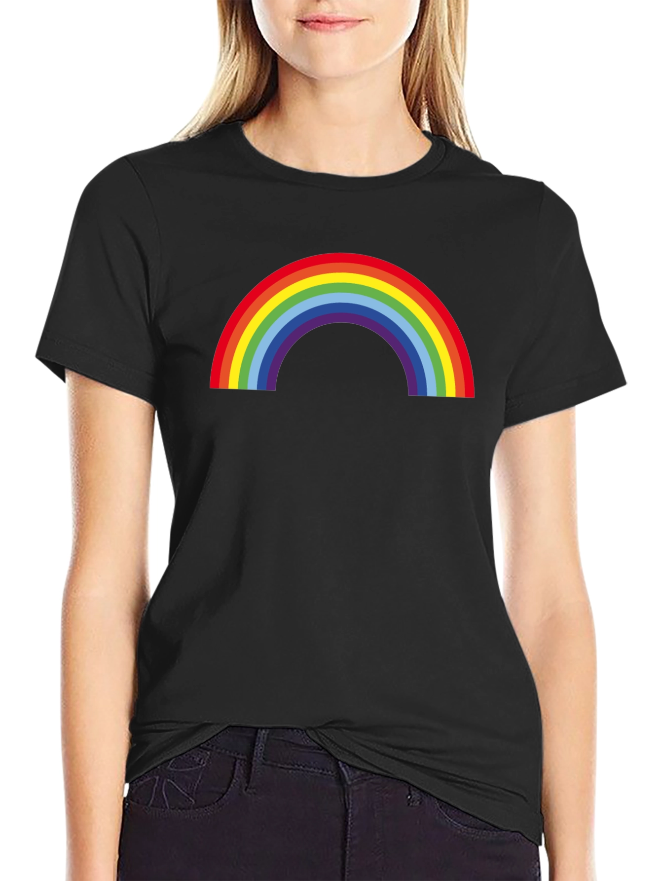 Black Rainbow Pride T-Shirt - Black Crew Neck Tee view 2