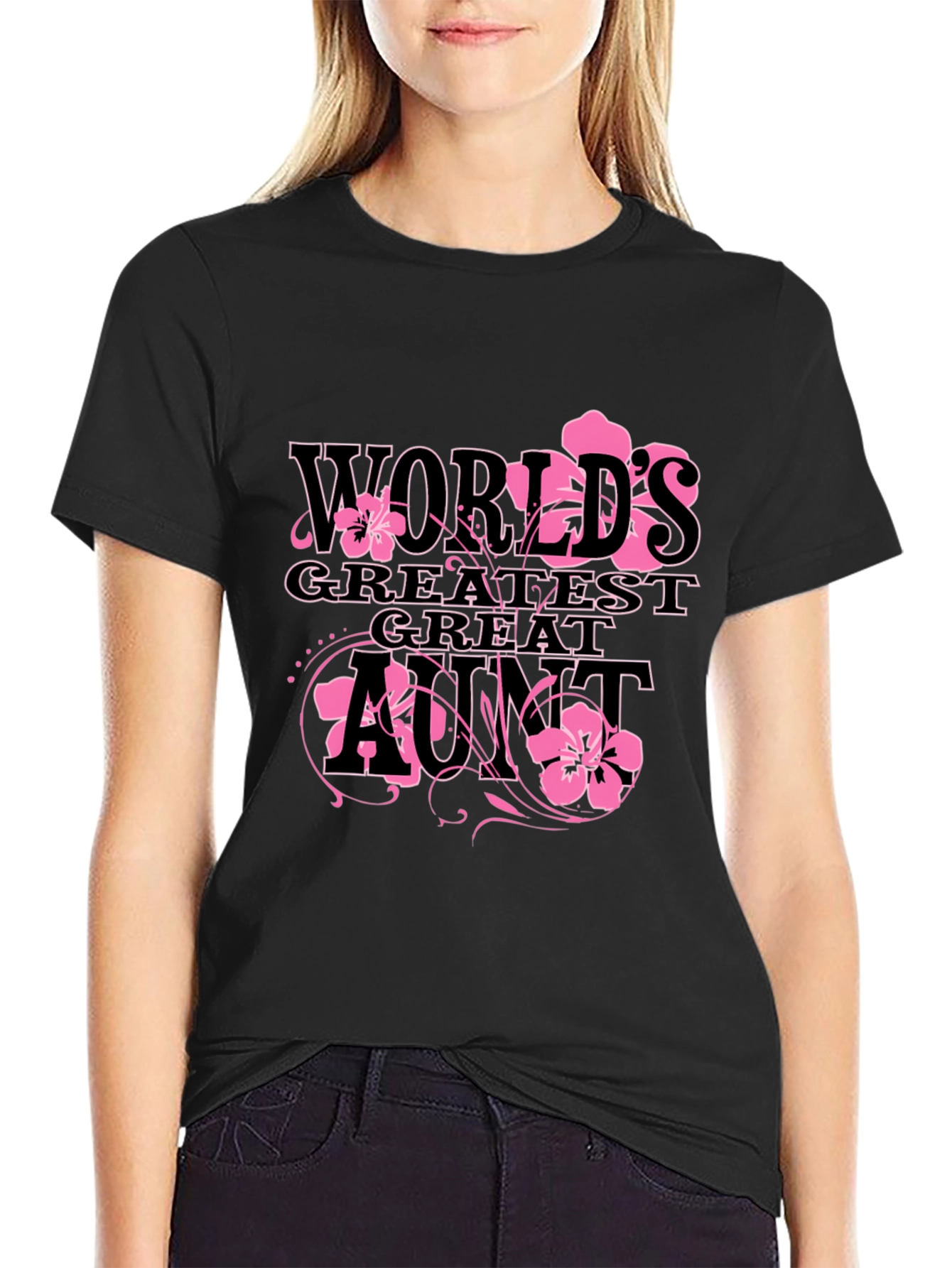 Black World's Greatest Great Aunt T-Shirt view 2