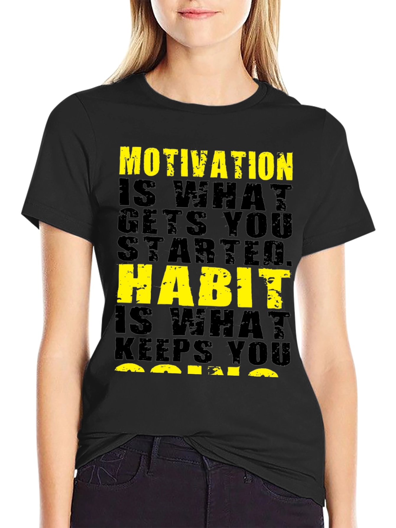 Black Motivational Quote Black T-Shirt view 2