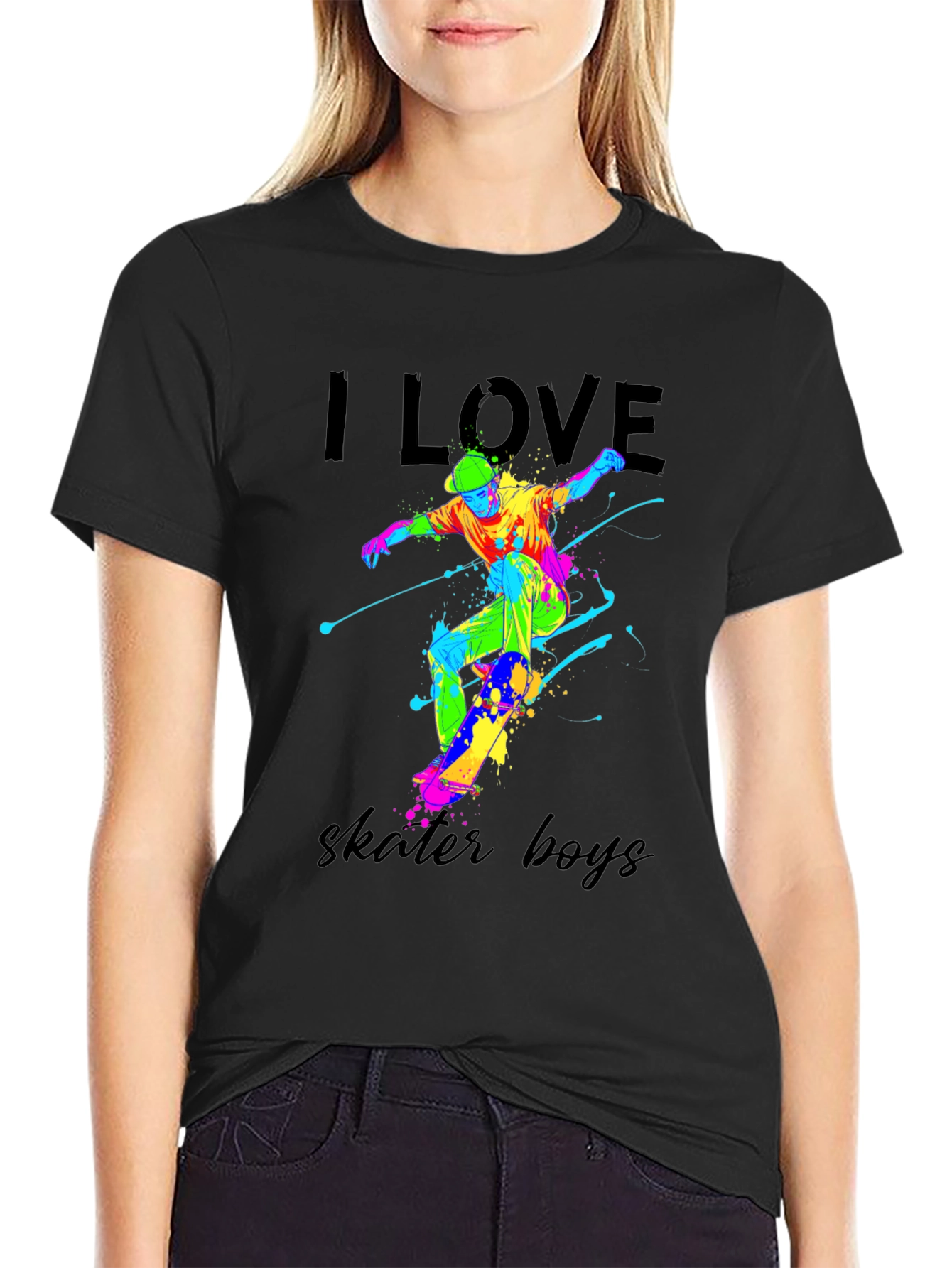 Black I Love Skater Boys Graphic Tee view 2