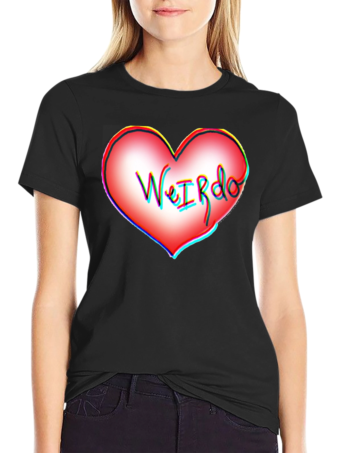 Black WeIRdo Heart Graphic T-Shirt - Unique Design view 2