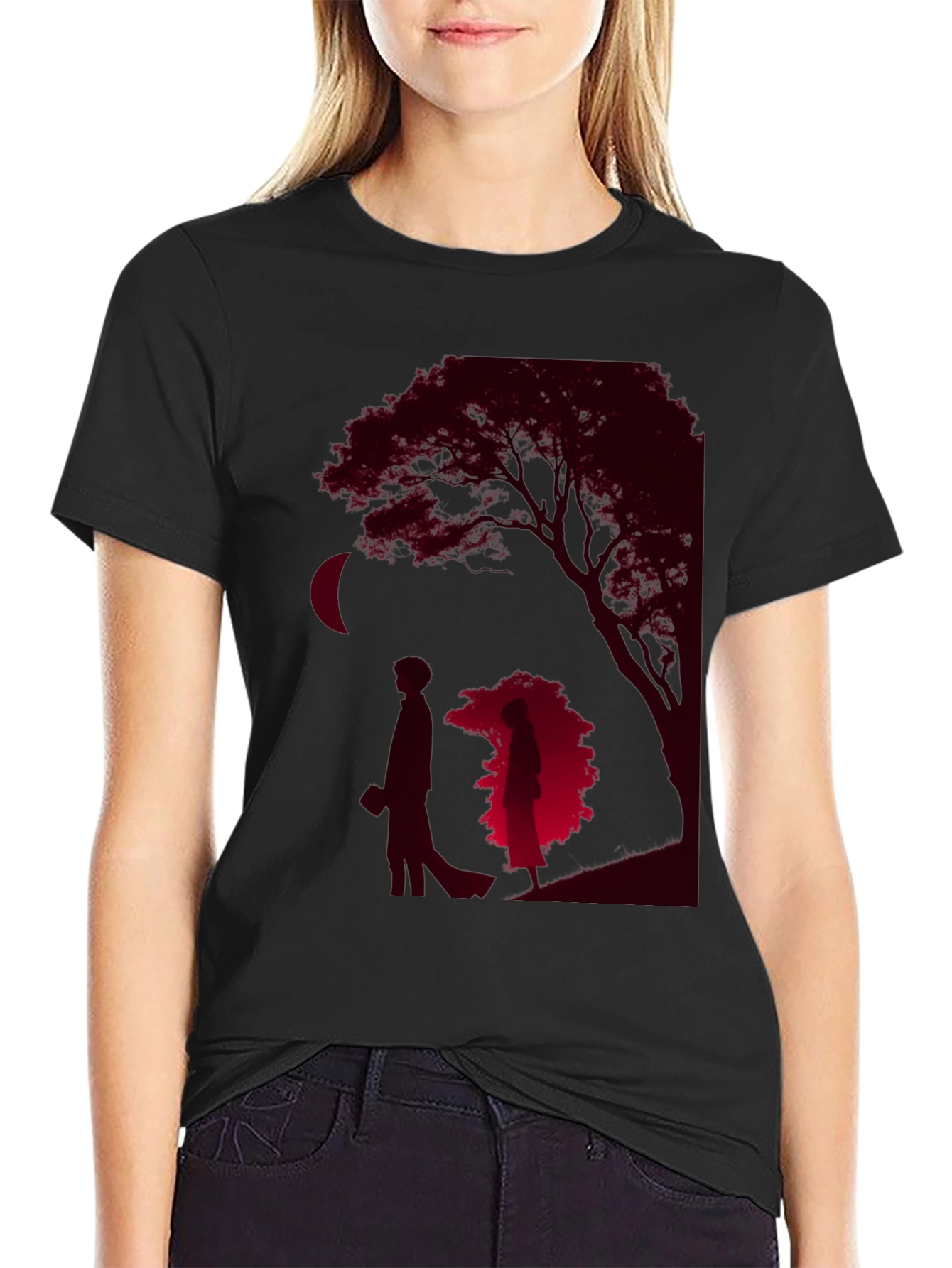 Black Romantic Silhouette Graphic Tee view 2
