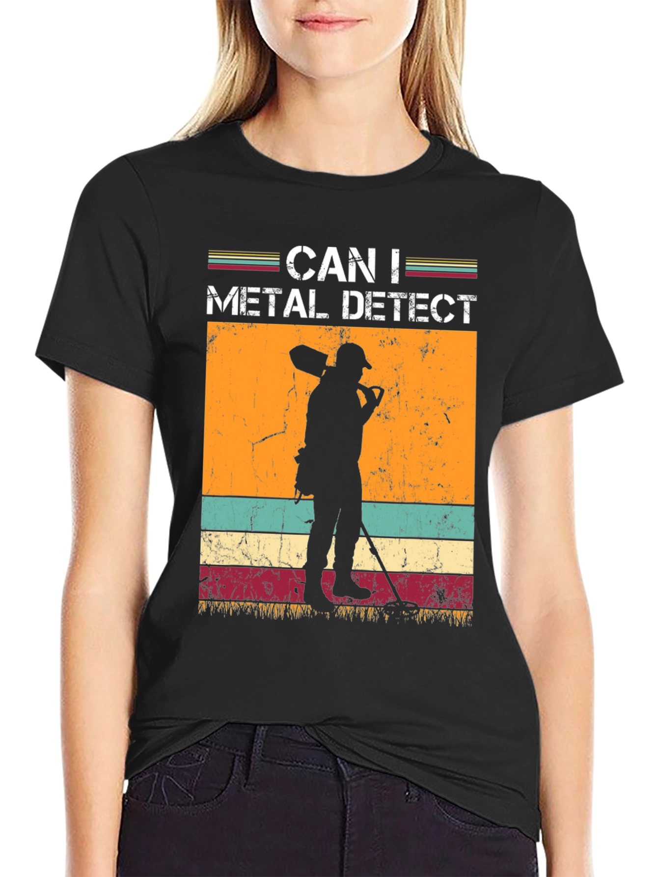 Black Can I Metal Detect T-Shirt - Hobby Tee view 2