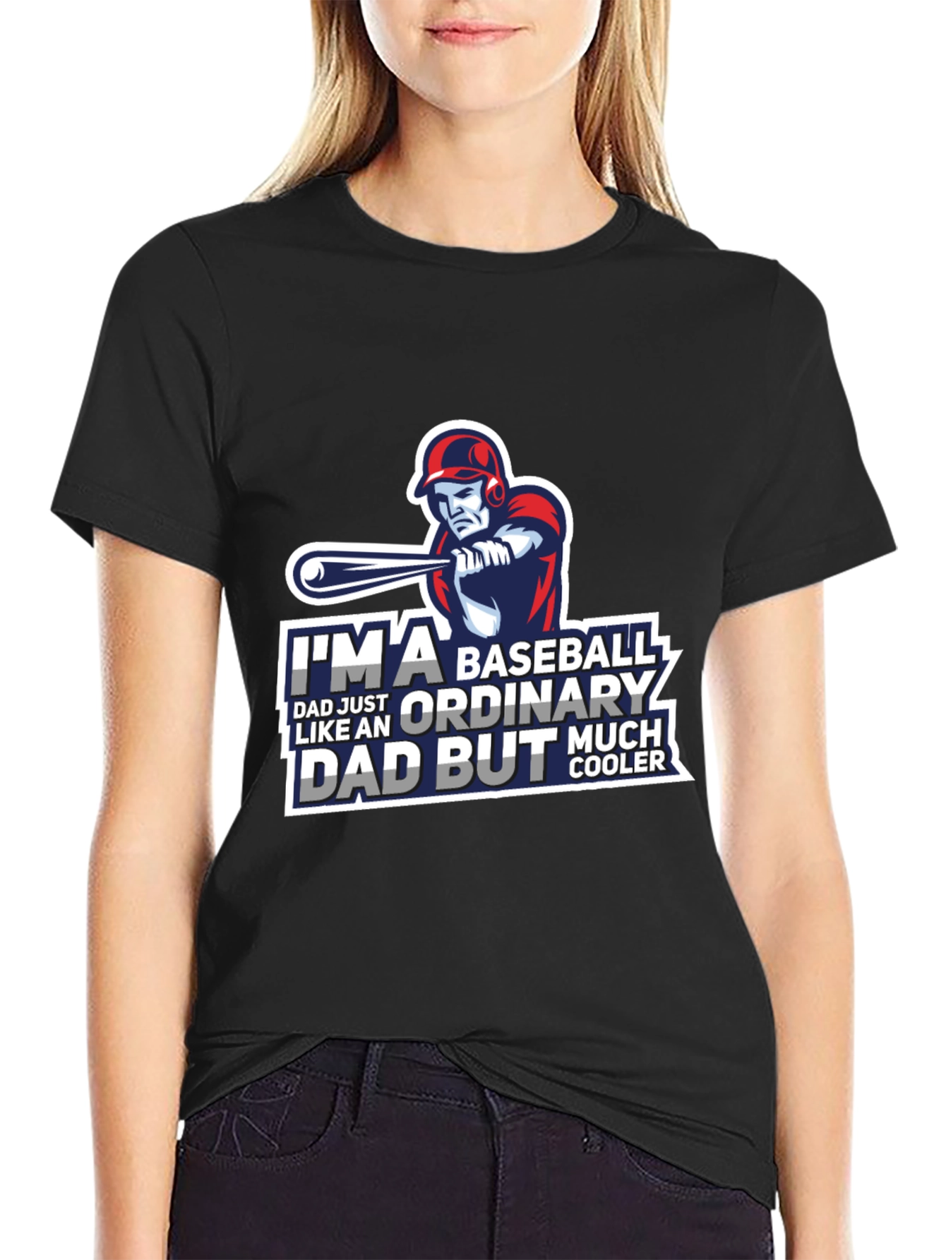 Black Baseball Dad T-Shirt - Ordinary Dad But Cooler view 2