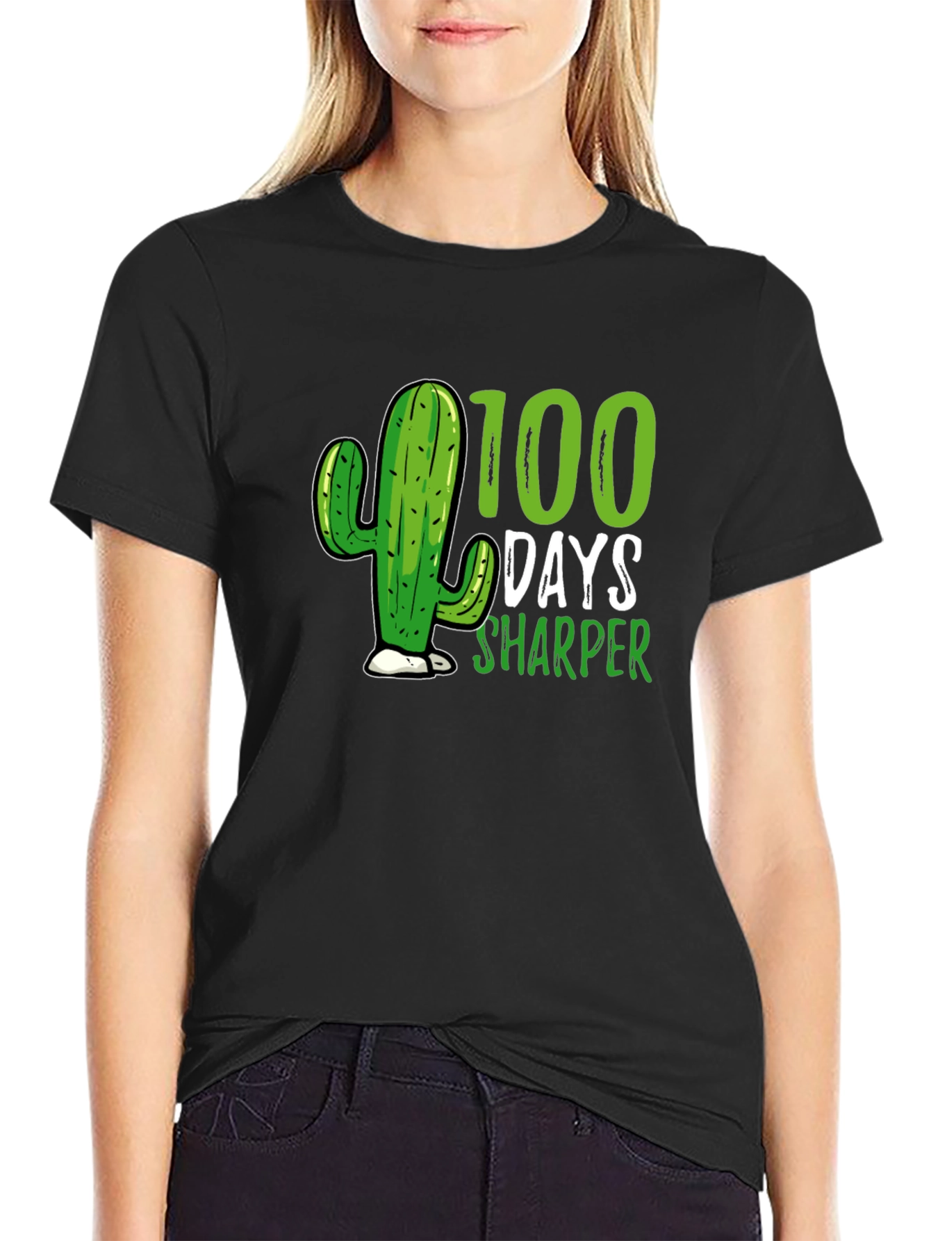 Black 100 Days Sharper Cactus T-Shirt view 2