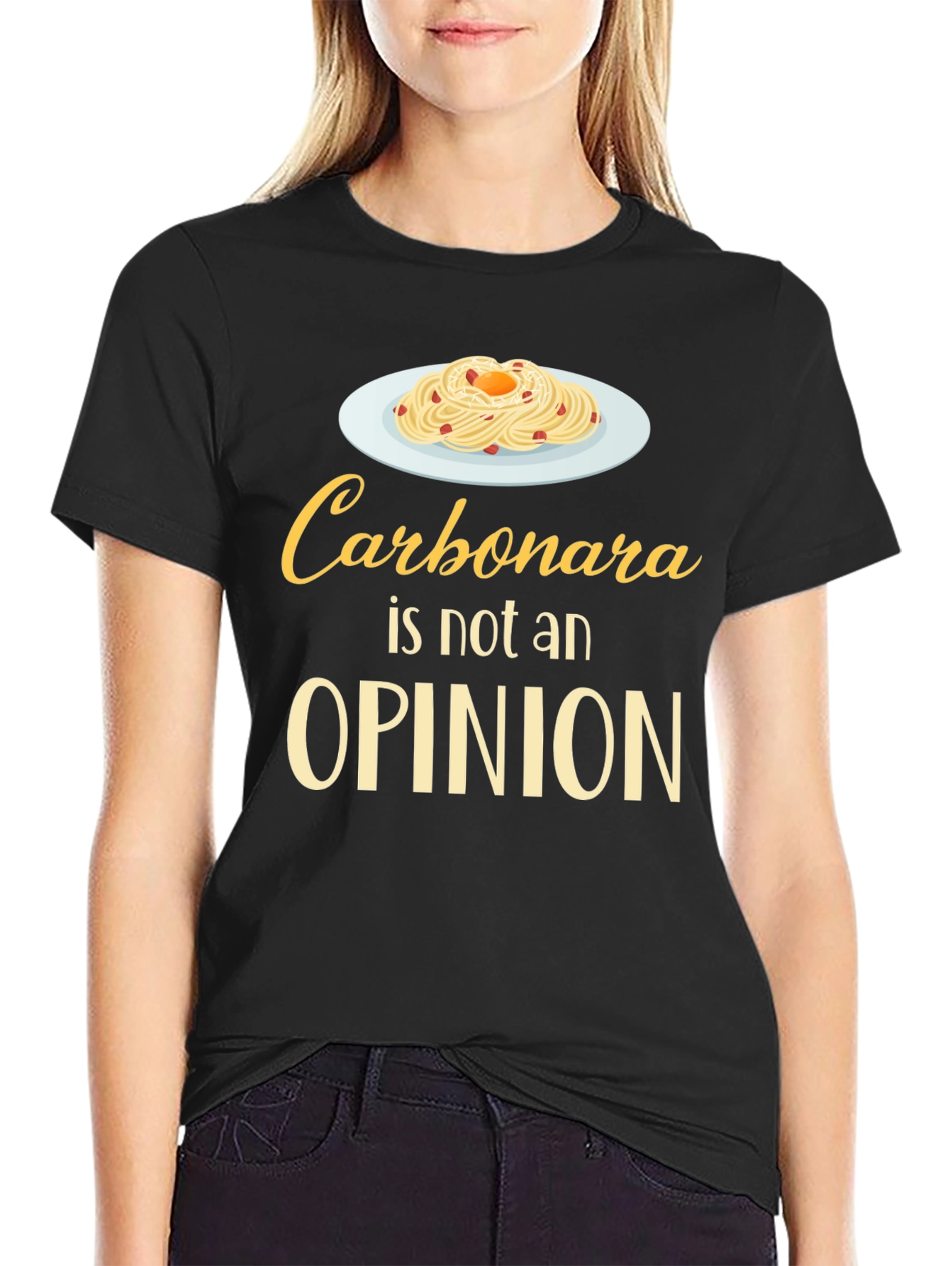 Black Carbonara Is Not An Opinion T-Shirt, Funny Foodie Tee view 2