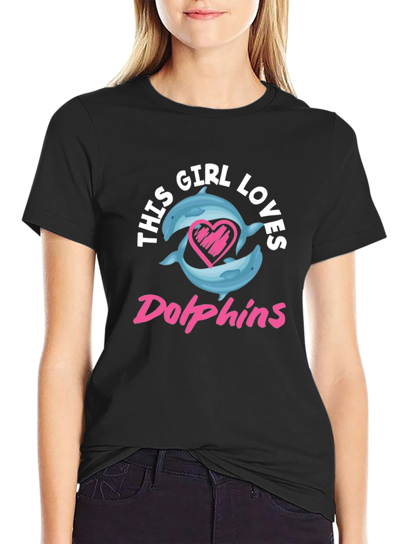 Black Girl Loves Dolphins T-Shirt - Graphic Tee view 2