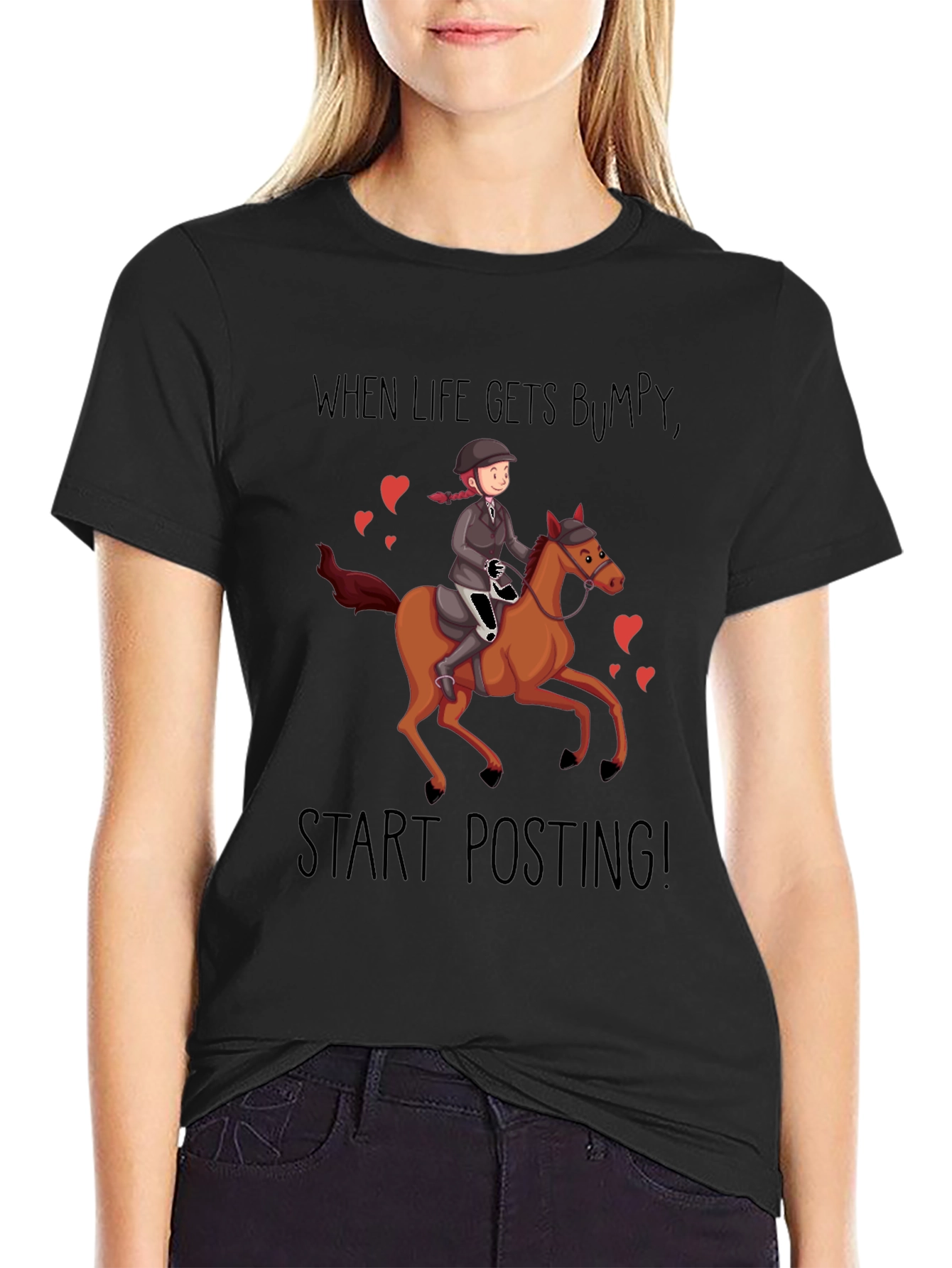 Black Equestrian T-Shirt - When Life Gets Bumpy view 2