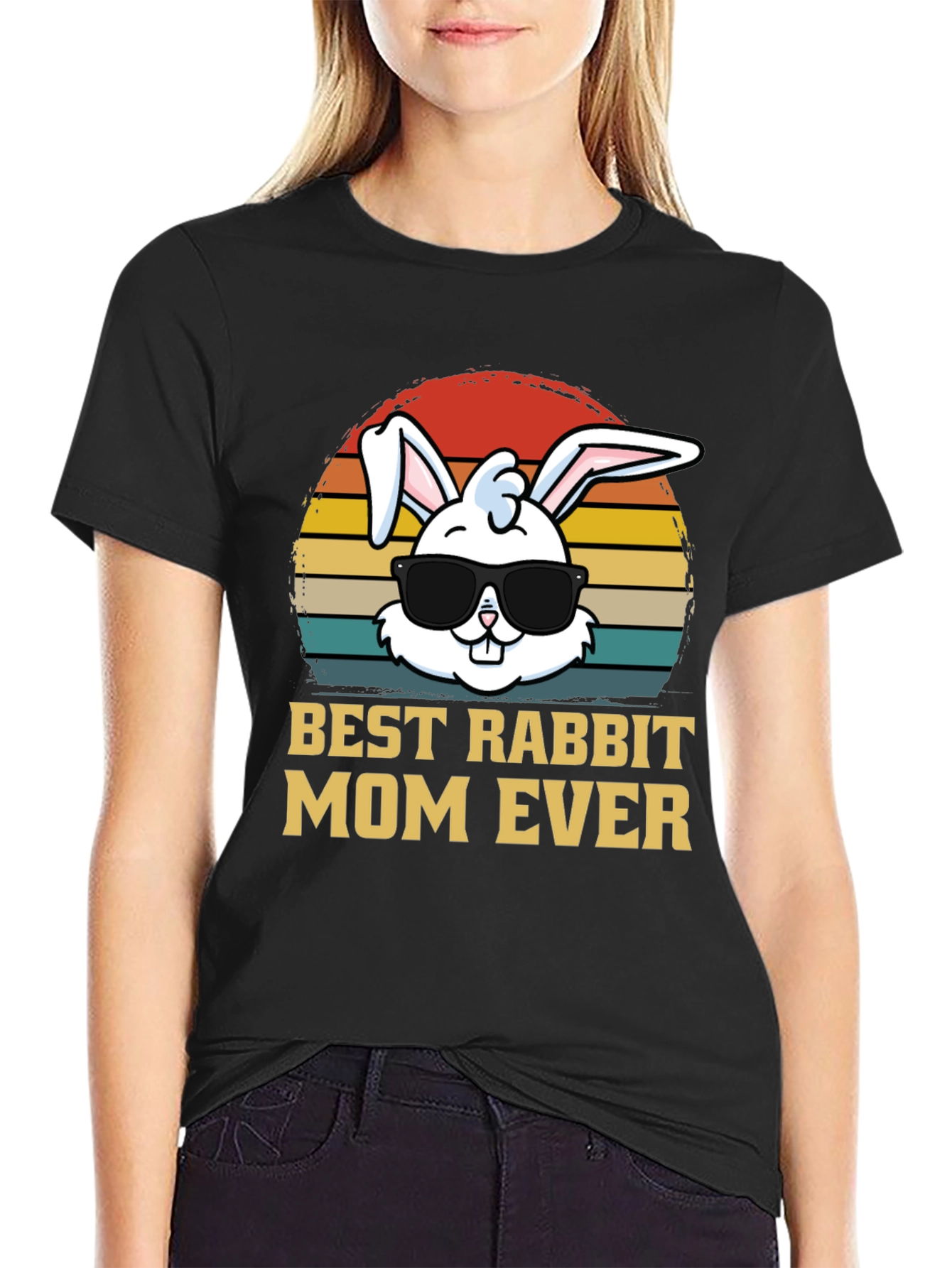 Black Best Rabbit Mom Ever T-Shirt view 2