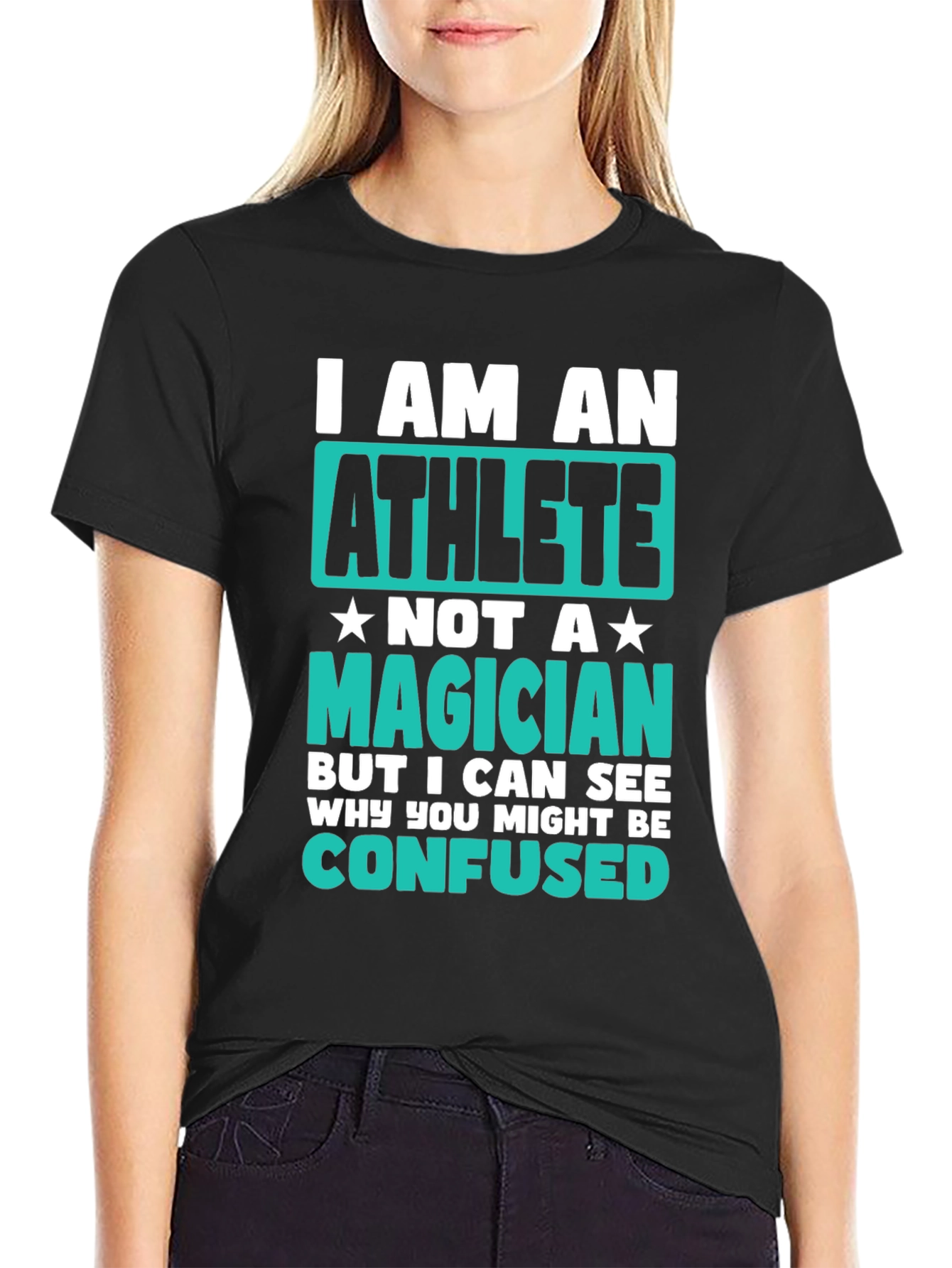 Black Athlete T-Shirt - I am an Athlete, Not a Magician view 2