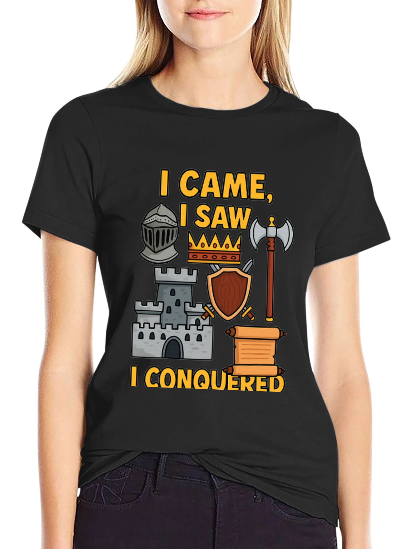 Black I Came, I Saw, I Conquered Graphic T-Shirt view 2