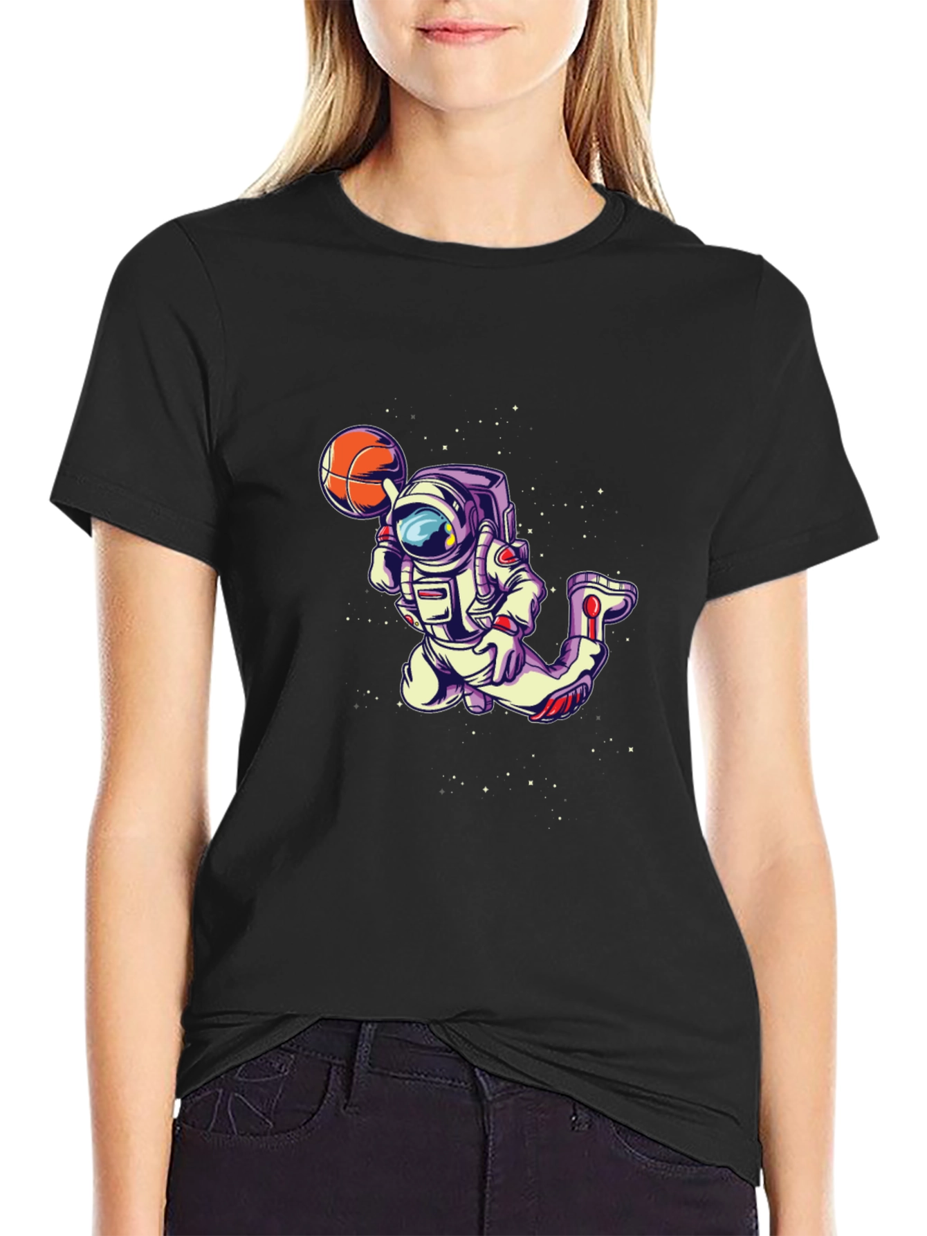 Astronaut Basketball Graphic Tee - Space Dunk Shirt - 2