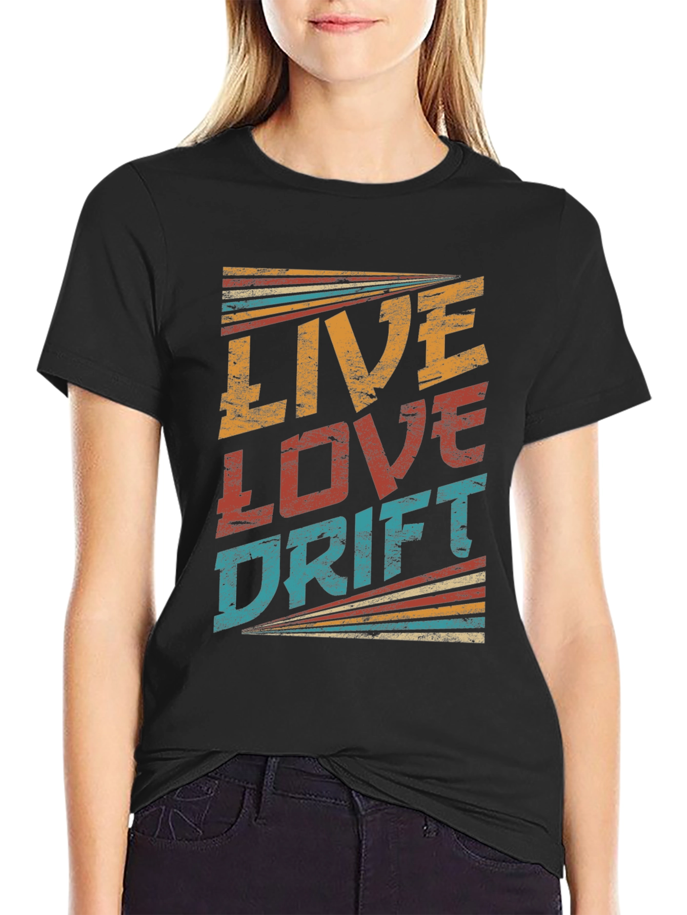 Black Live Love Drift Retro T-Shirt view 2