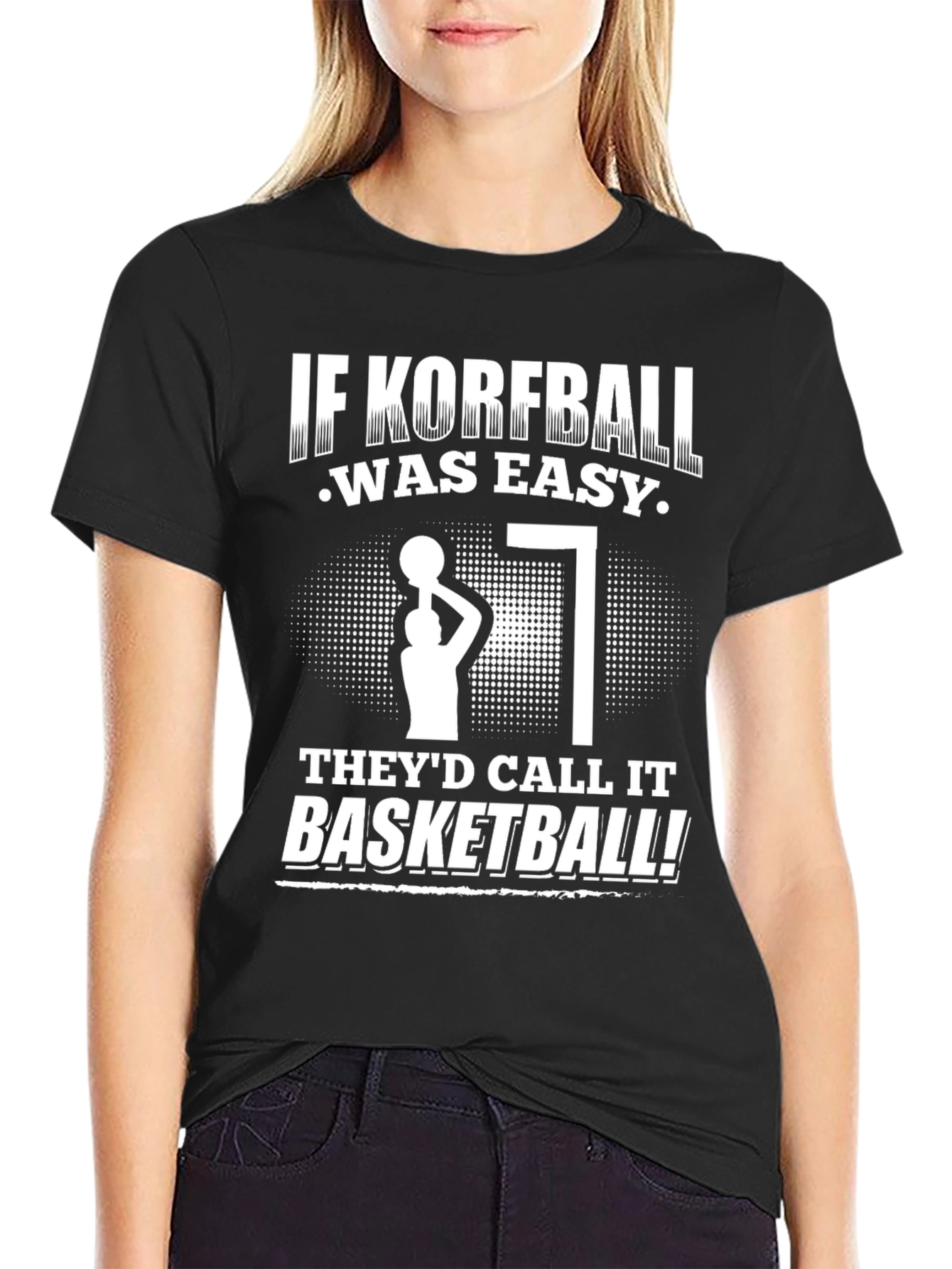 Black Funny Korfball T-Shirt view 2
