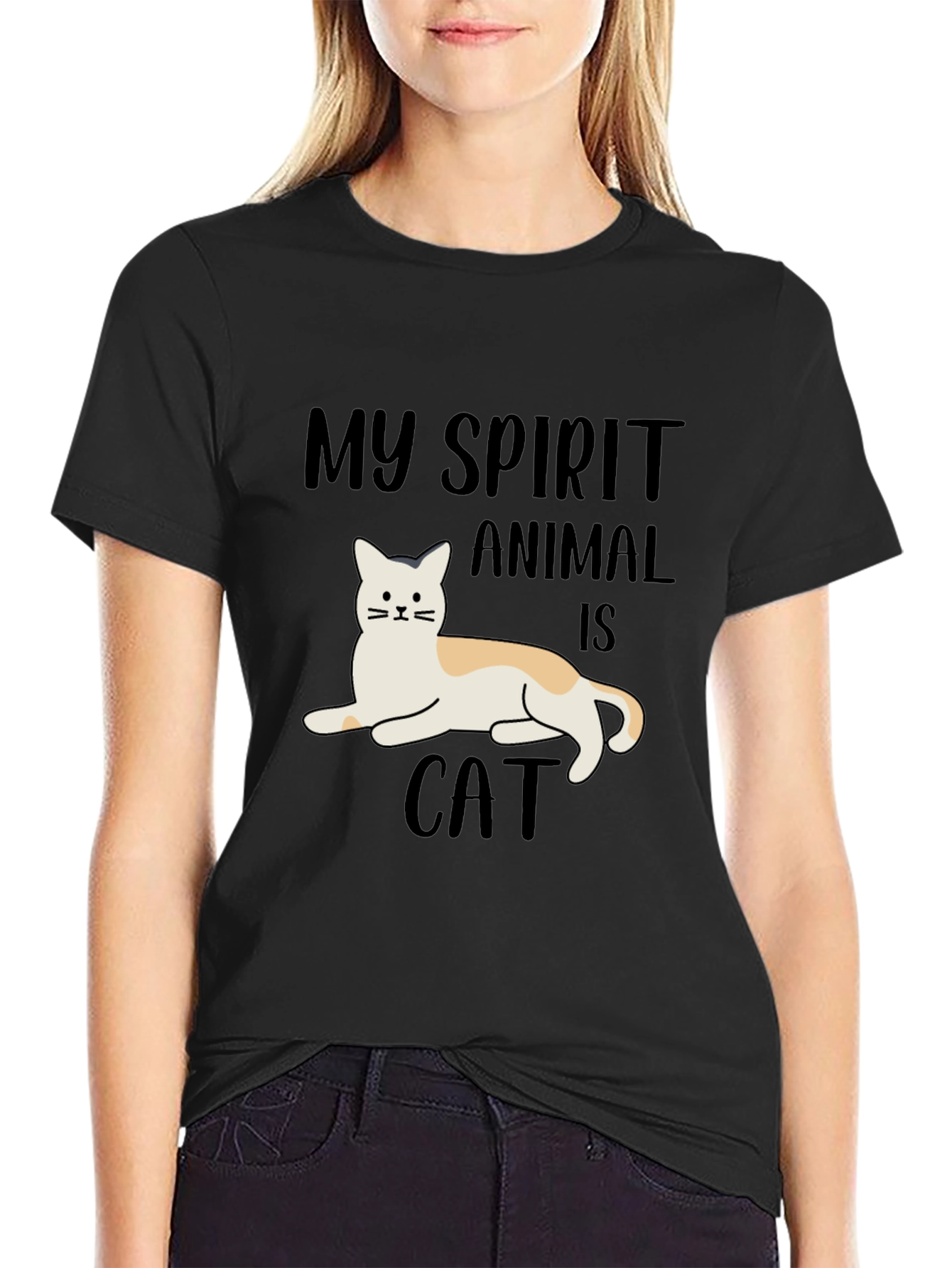 Black My Spirit Animal is Cat T-Shirt view 2