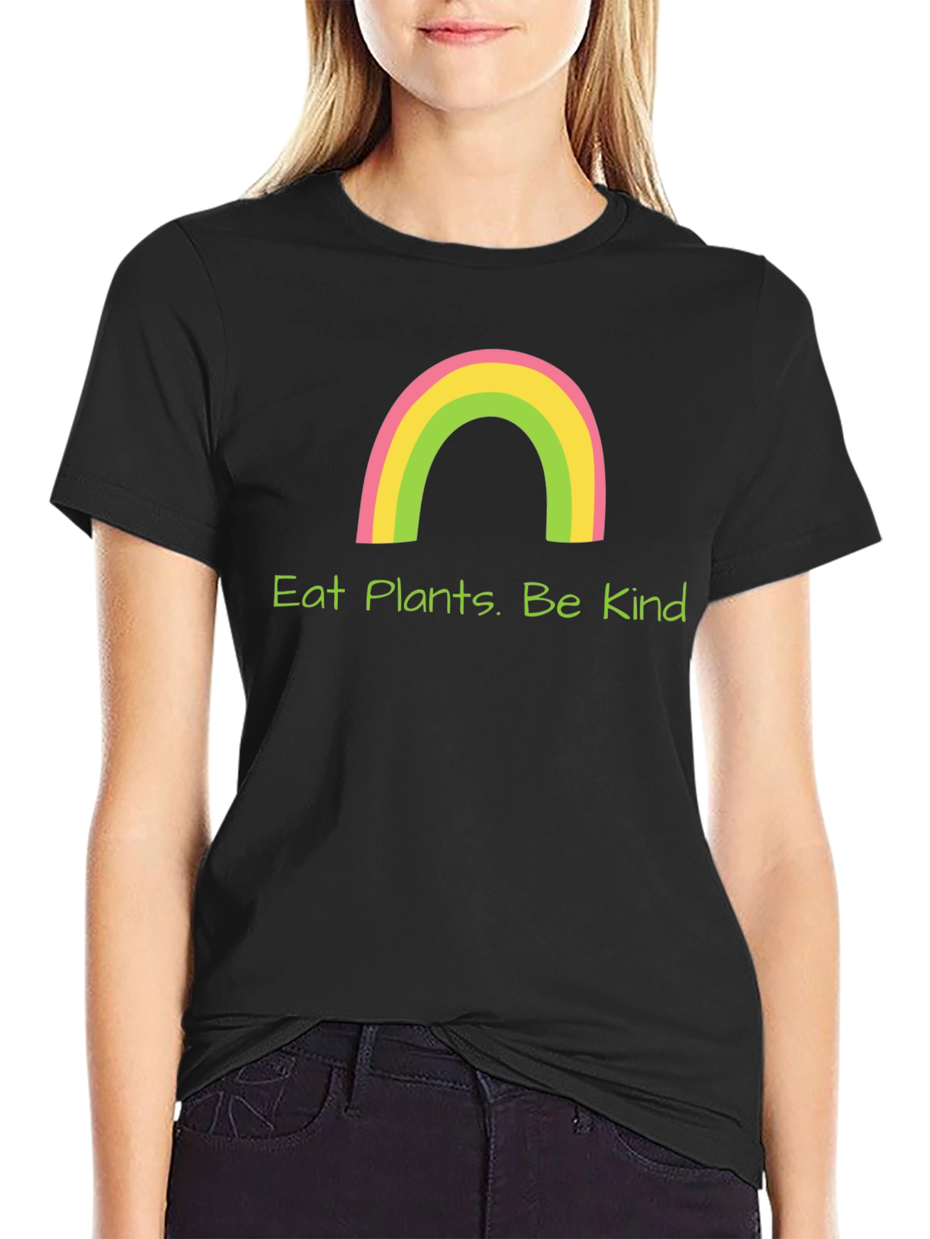 Black Eat Plants. Be Kind T-Shirt view 2
