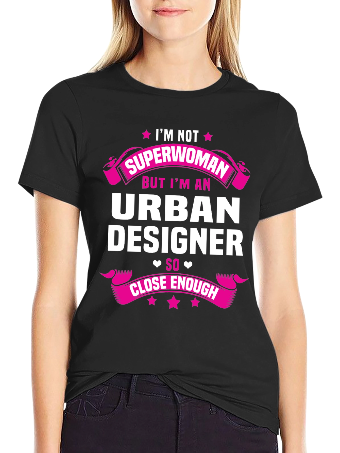 Black Urban Designer T-Shirt - Not Superwoman Funny Tee view 2
