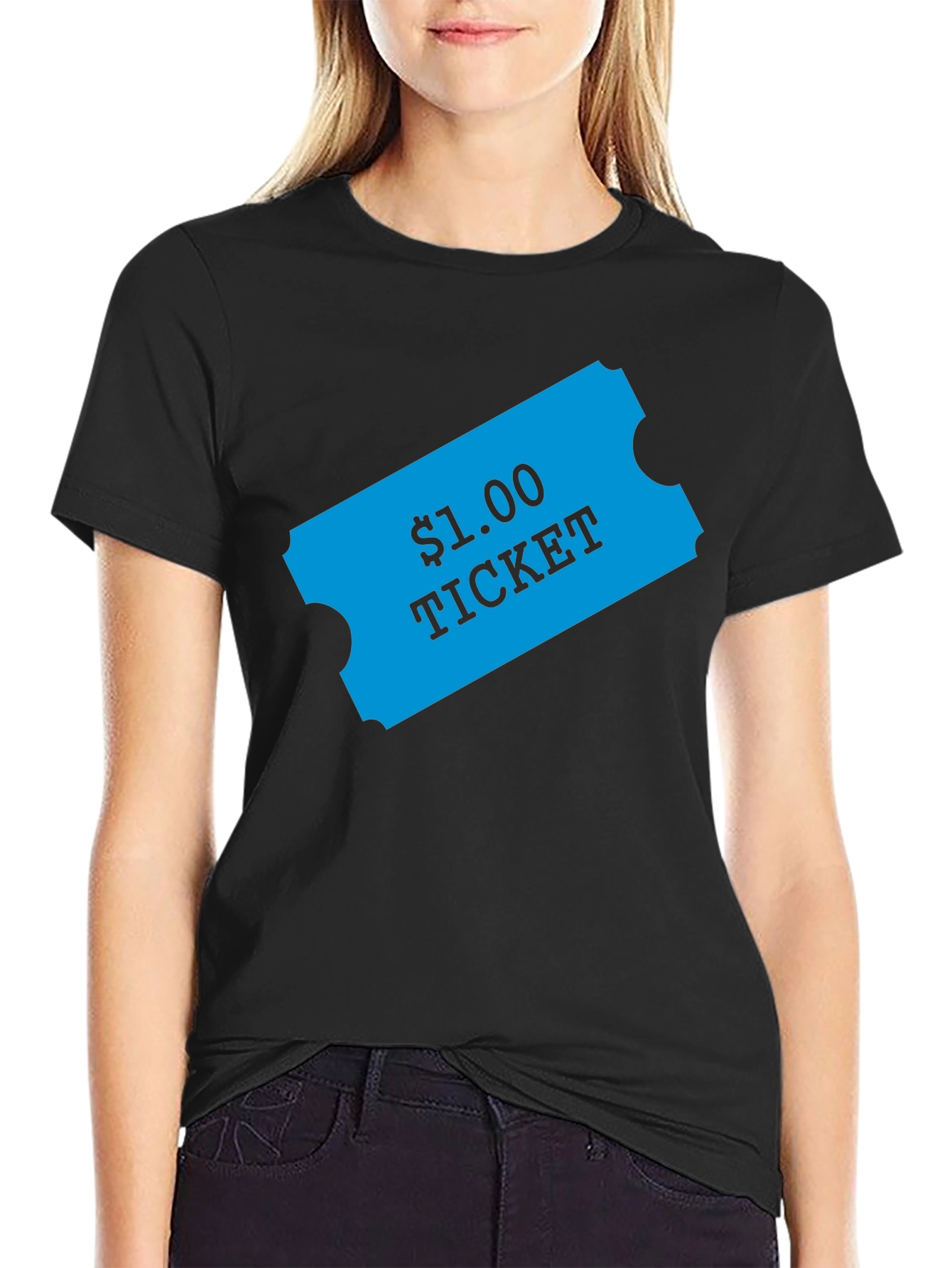 Black Novelty One Dollar Ticket Graphic T-Shirt view 2