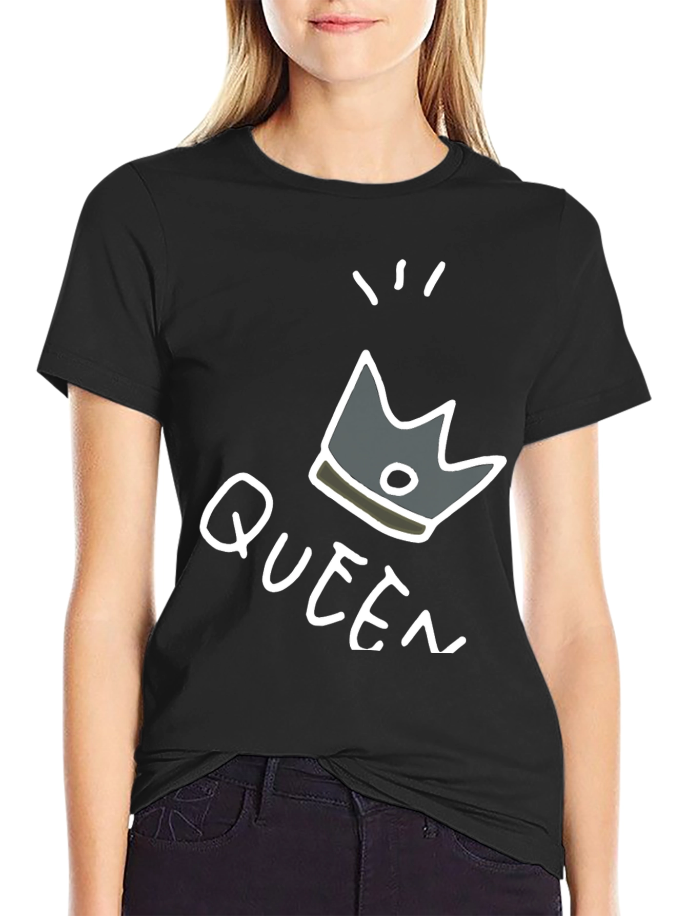 Black Queen Crown Graphic T-Shirt - Trendy Black Tee view 2