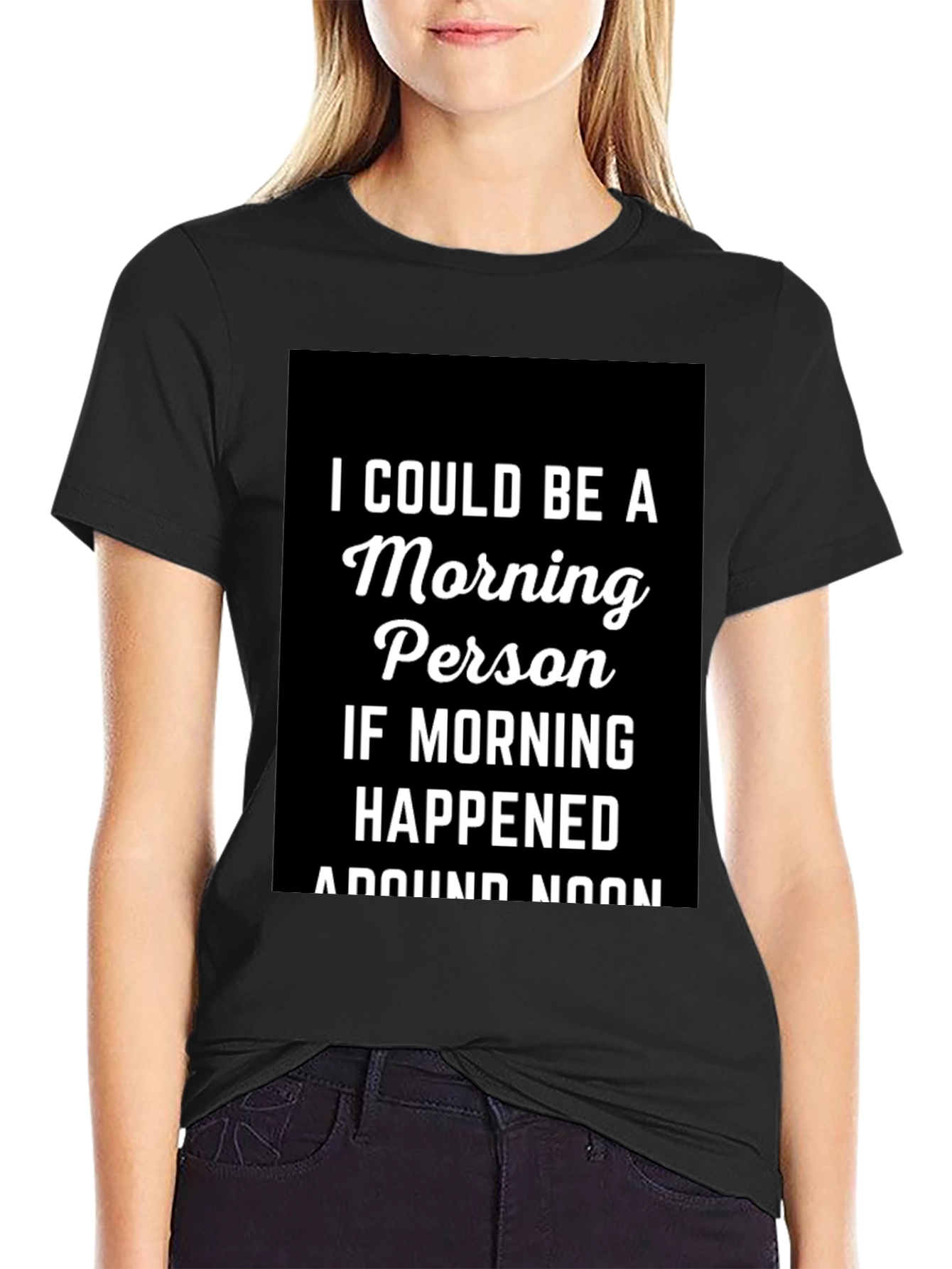 Black Morning Person T-Shirt - Funny Slogan Tee view 2