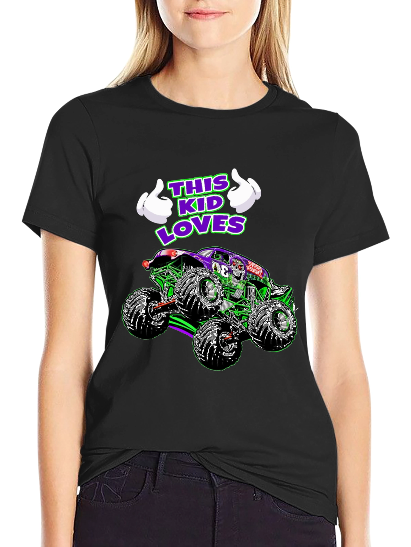 Black This Kid Loves Monster Trucks T-Shirt view 2