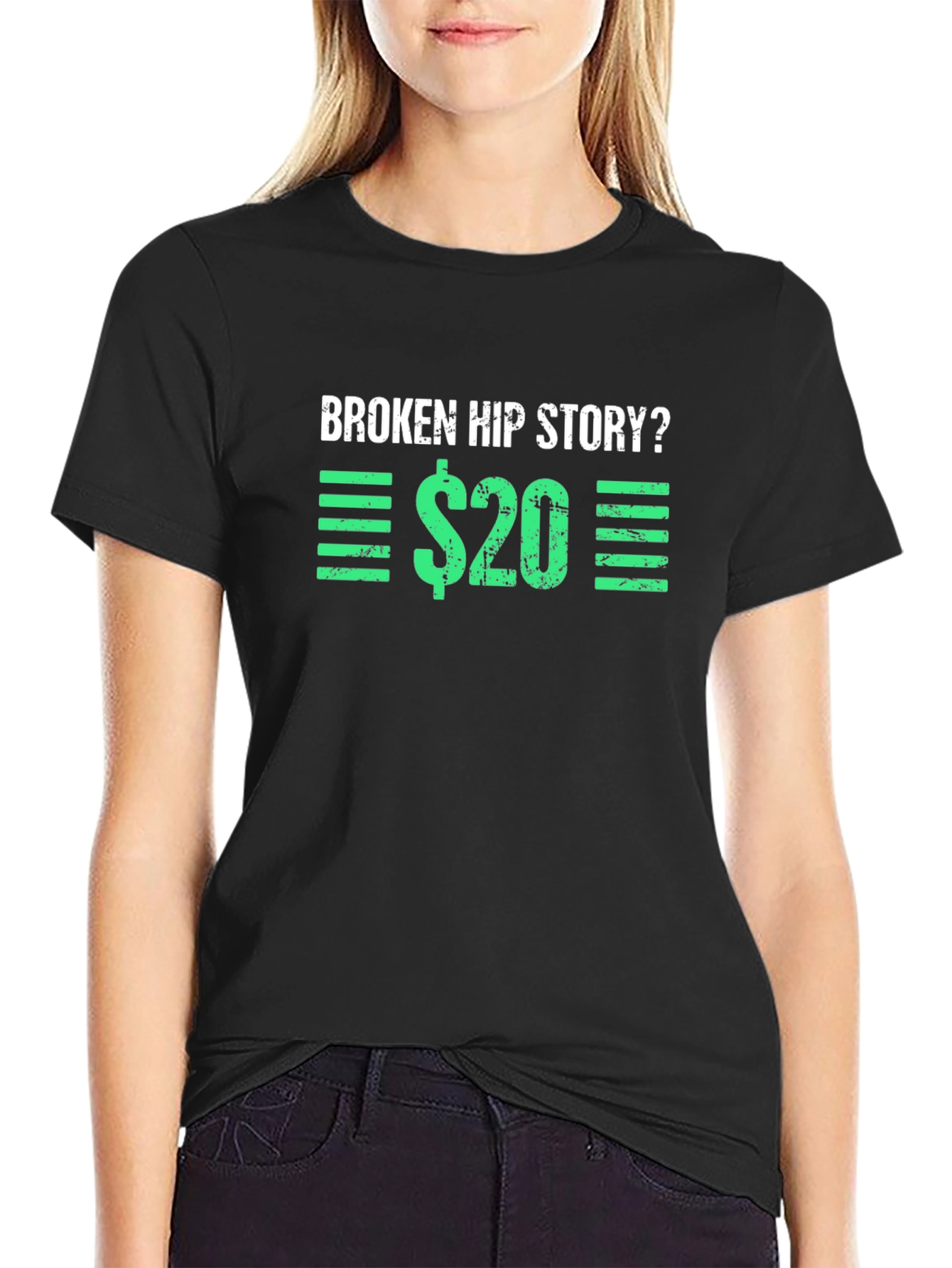 Black Broken Hip Story T-Shirt - Funny Graphic Tee view 2
