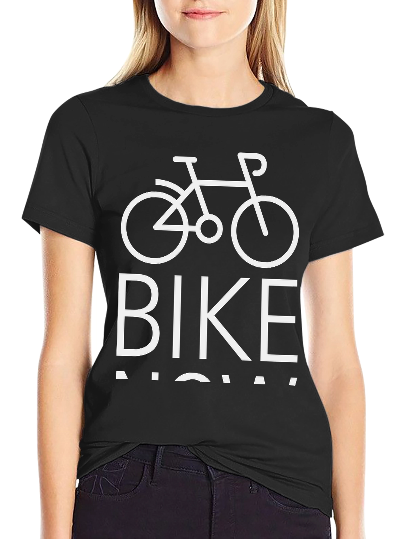 Black Bike Now T-Shirt - Black Cotton Blend view 2