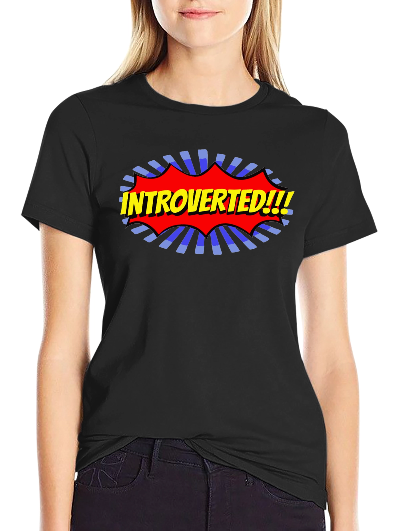 Black Introverted Comic Style T-Shirt view 2