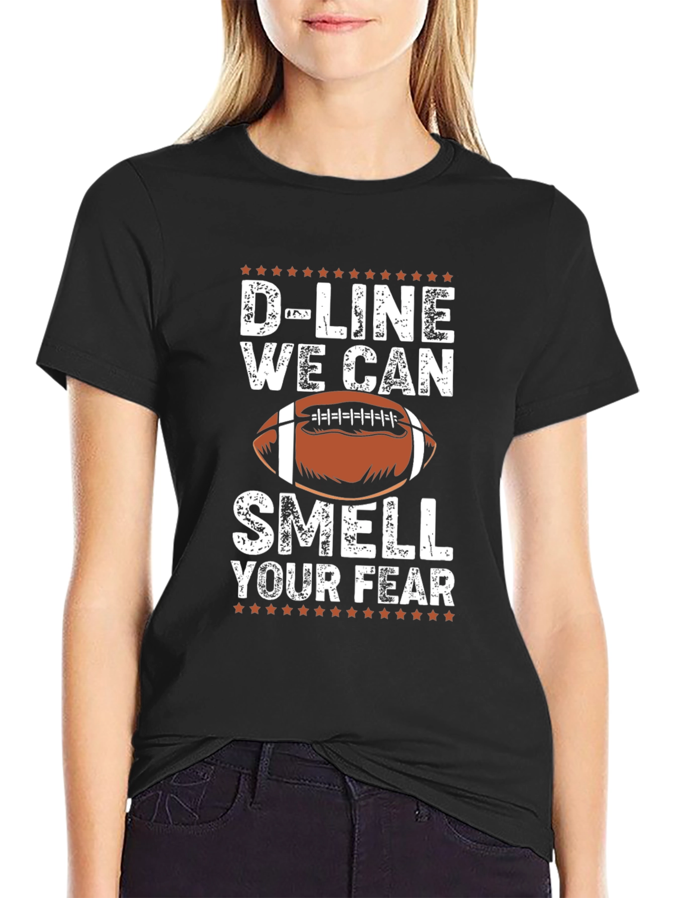 Black D-Line We Can Smell Your Fear Football T-Shirt view 2
