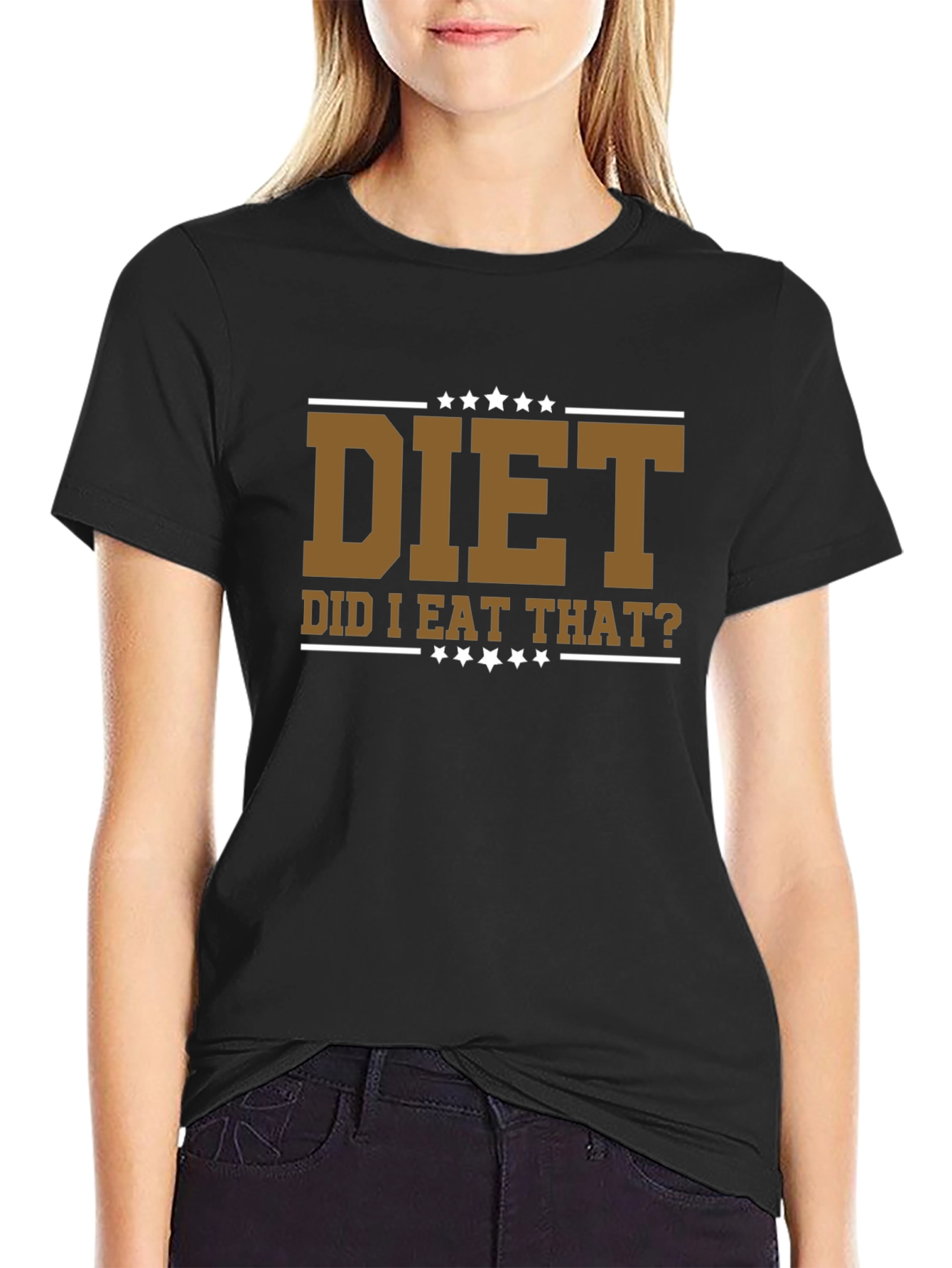 Black Diet - Did I Eat That? Funny Graphic T-Shirt view 2