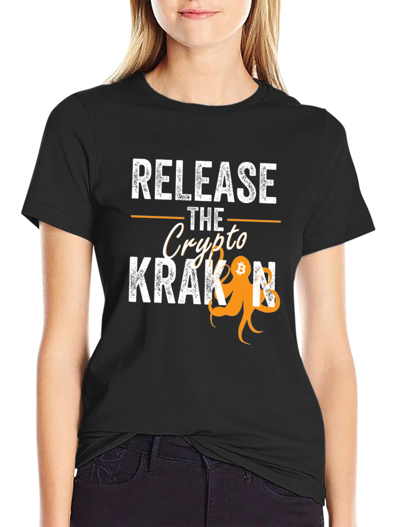 Black Release The Crypto Kraken Bitcoin T-Shirt view 2