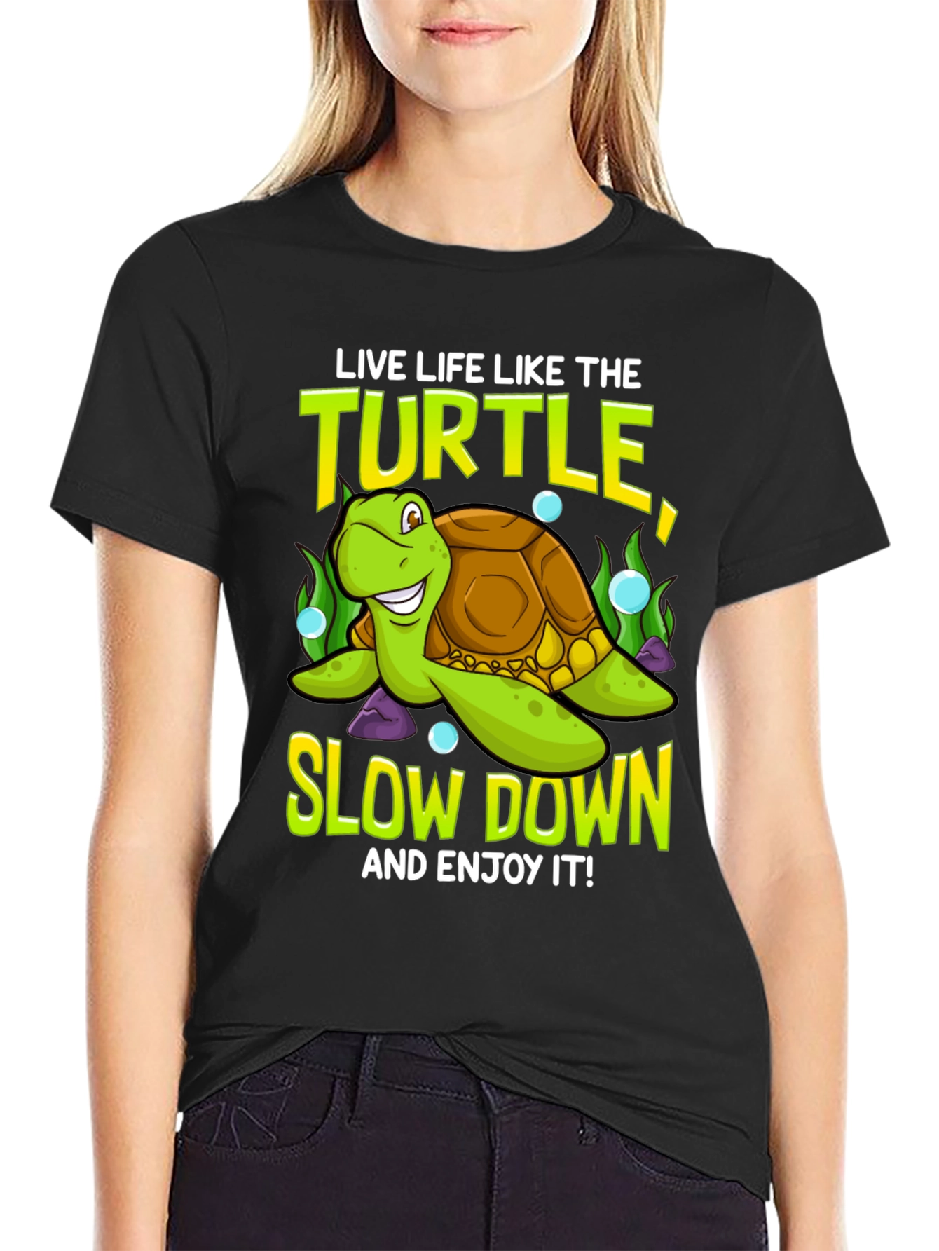 Black Live Like the Turtle Graphic T-Shirt view 2