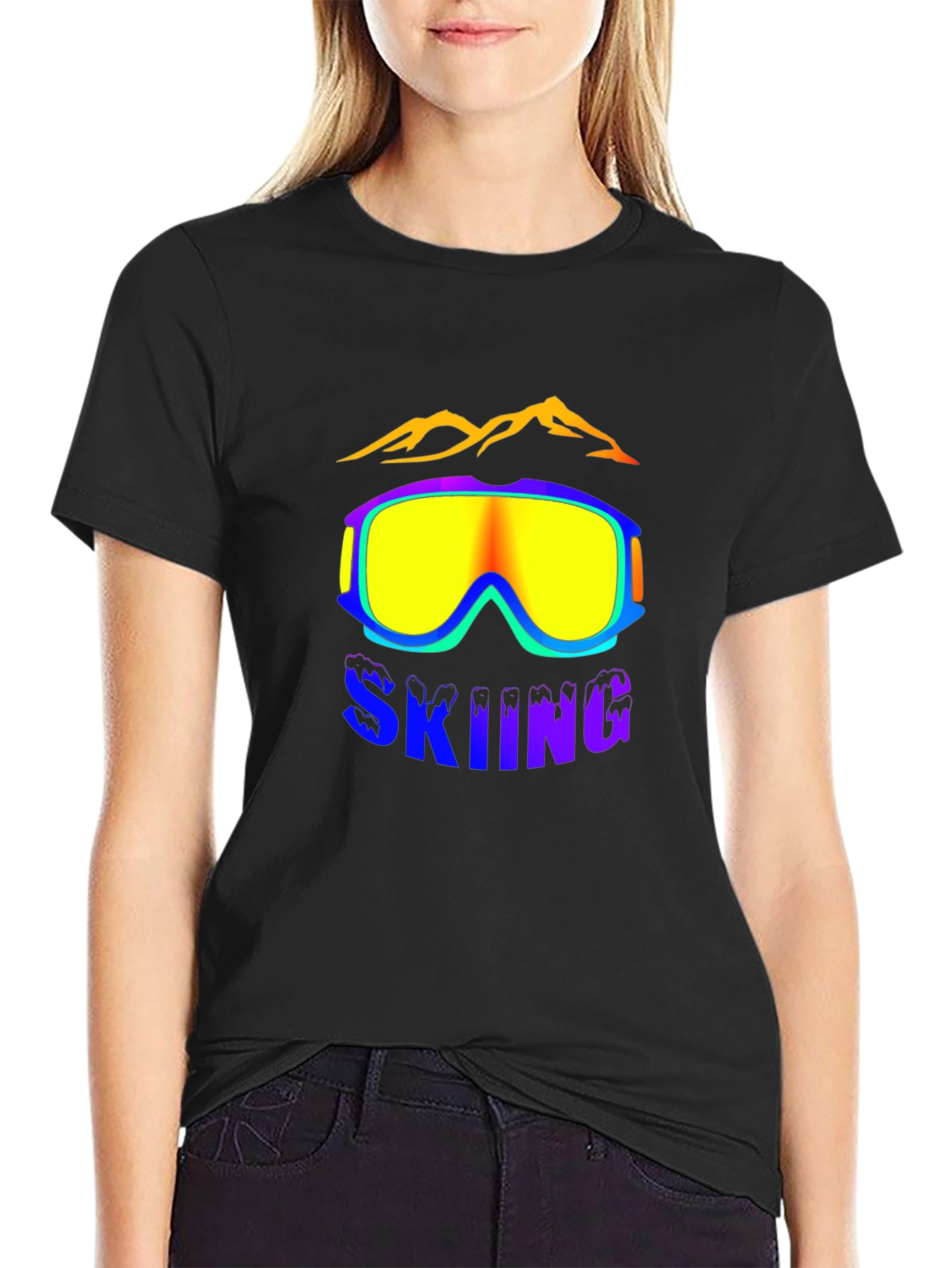 Black Skiing Graphic Tee - Black view 2