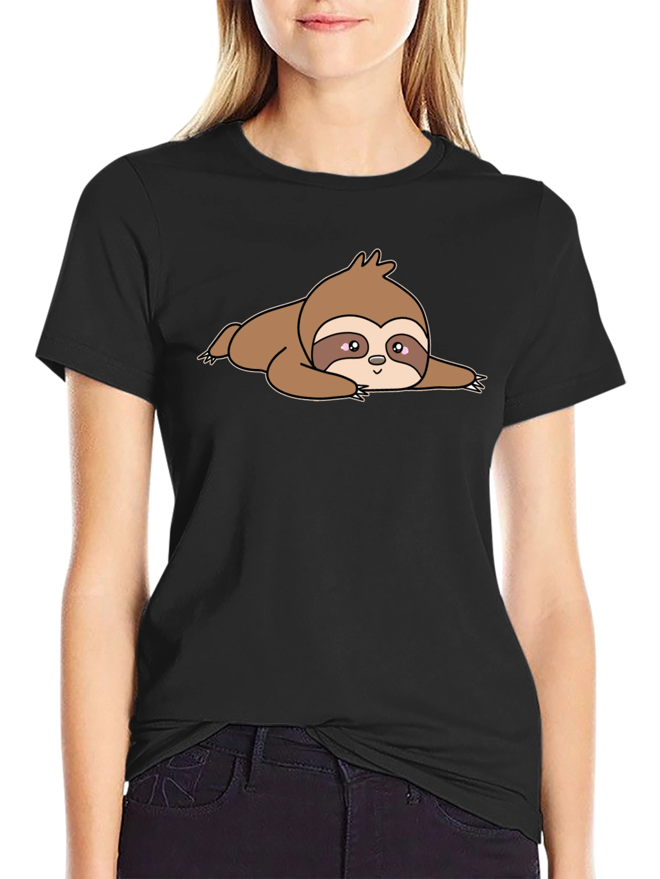 Black Lazy Sloth Graphic Tee - Comfort & Style view 2