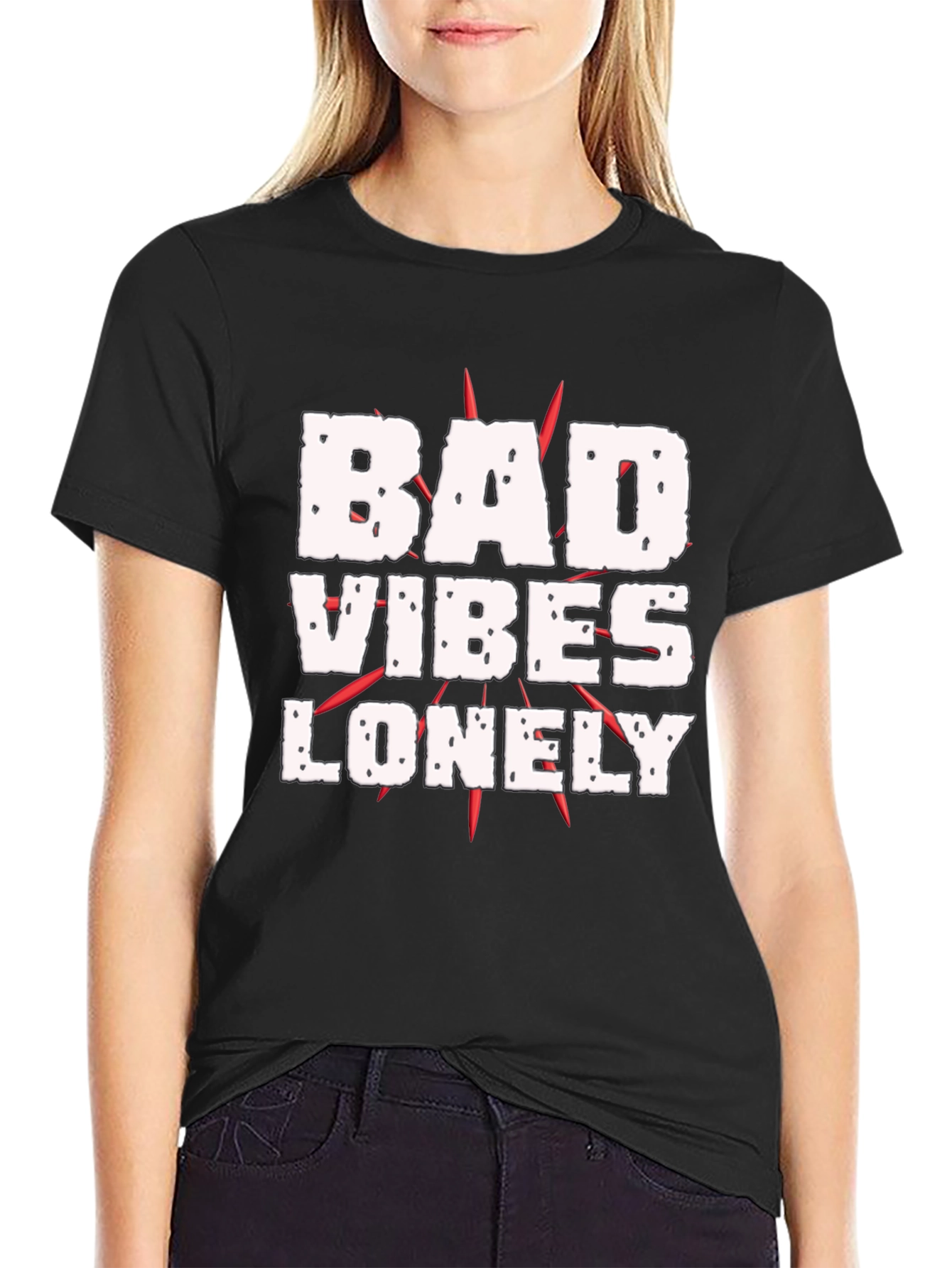Black Bad Vibes Lonely Graphic Tee - Black T-Shirt view 2