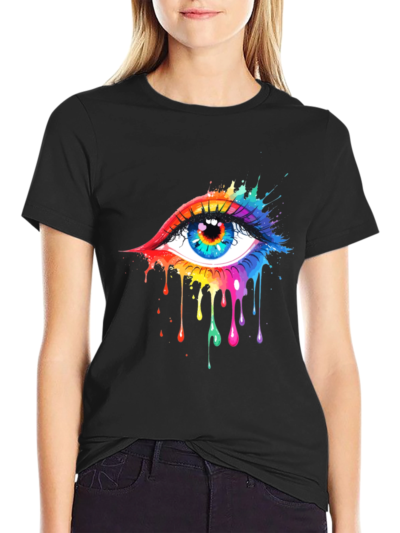 Rainbow Eye Black T-Shirt - 2