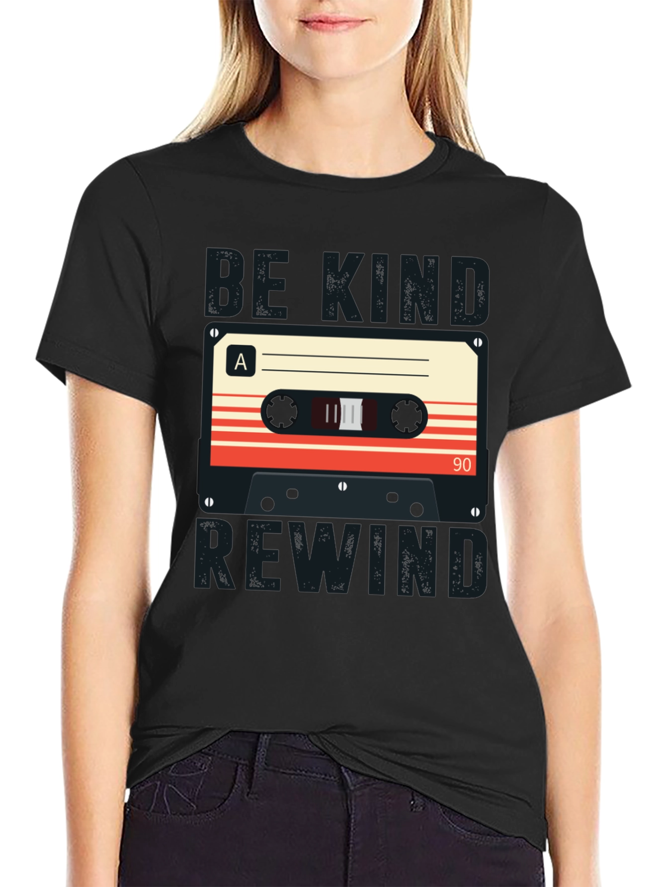 Black Be Kind Rewind Cassette Tape Graphic T-Shirt view 2