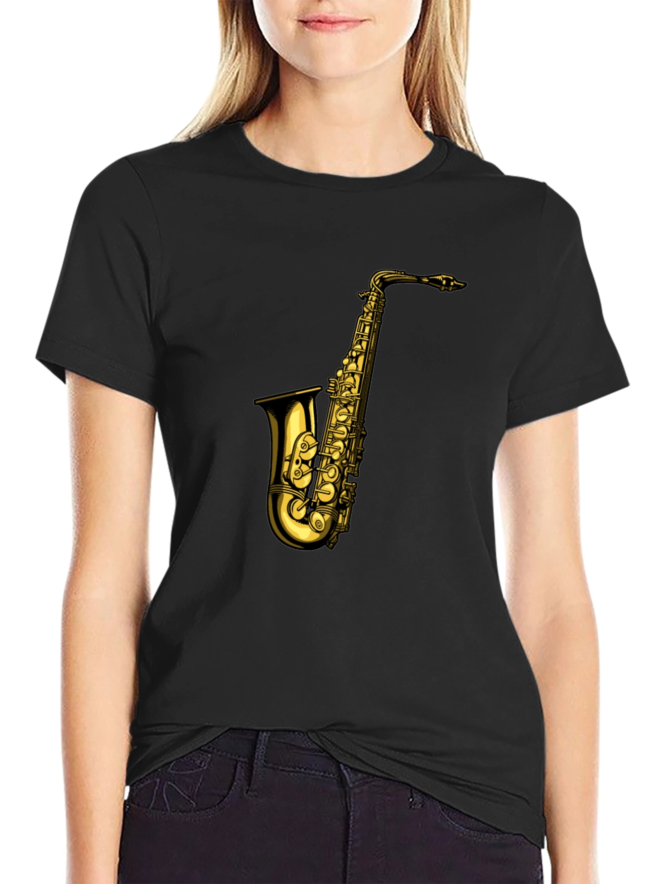 Black Saxophone Graphic T-Shirt - Black view 2