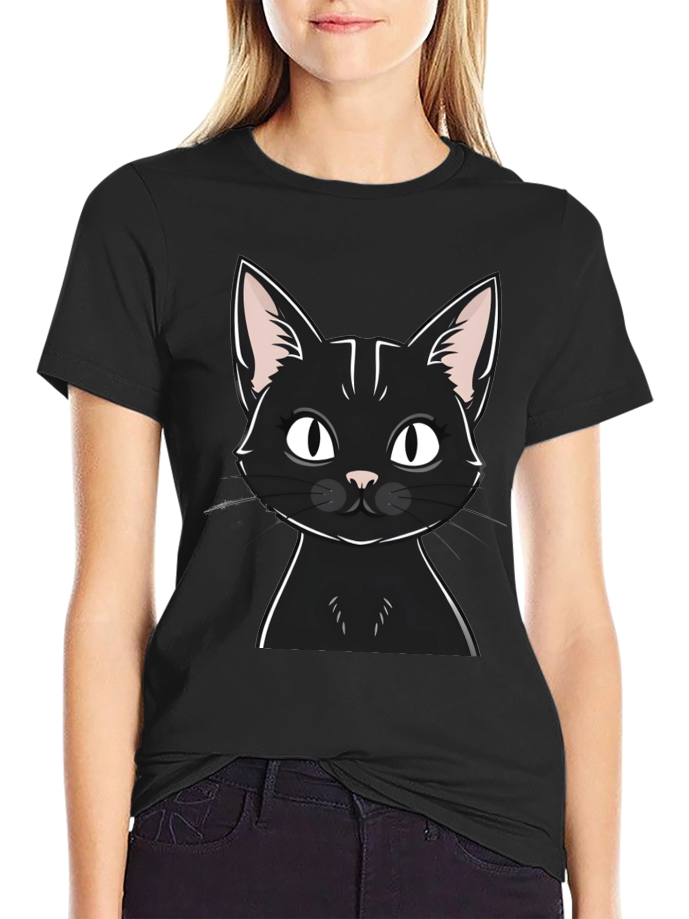 Black Black Cat Graphic T-Shirt - Unisex Casual Tee view 2