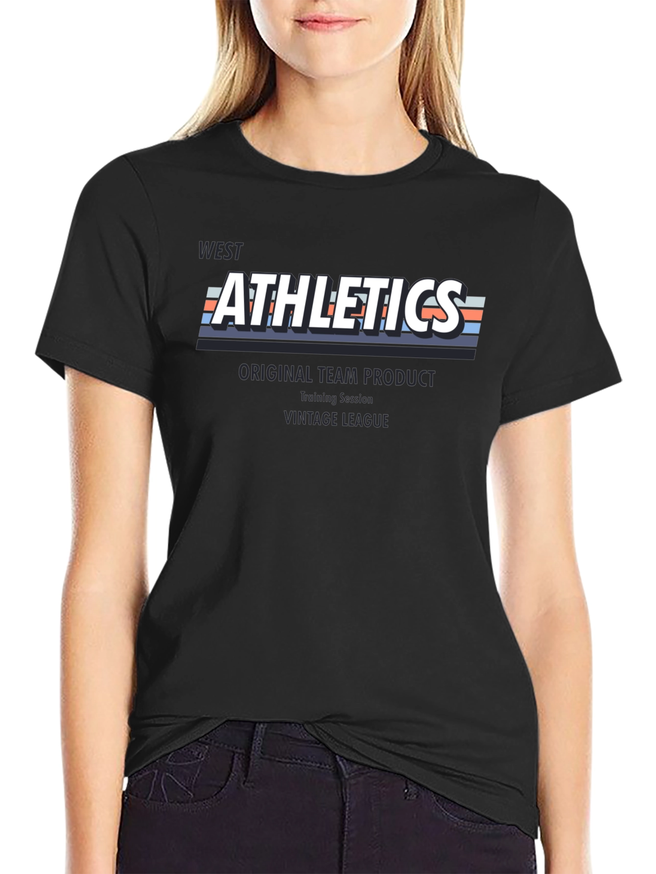 Black West Athletics Graphic Tee - Vintage League Style view 2