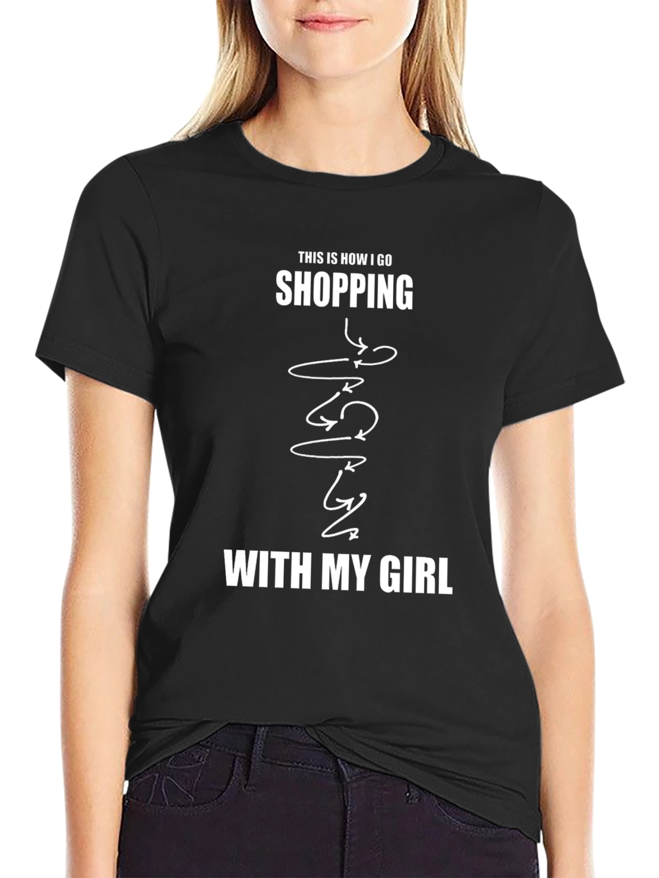 Black Shopping With My Girl Black T-Shirt view 2