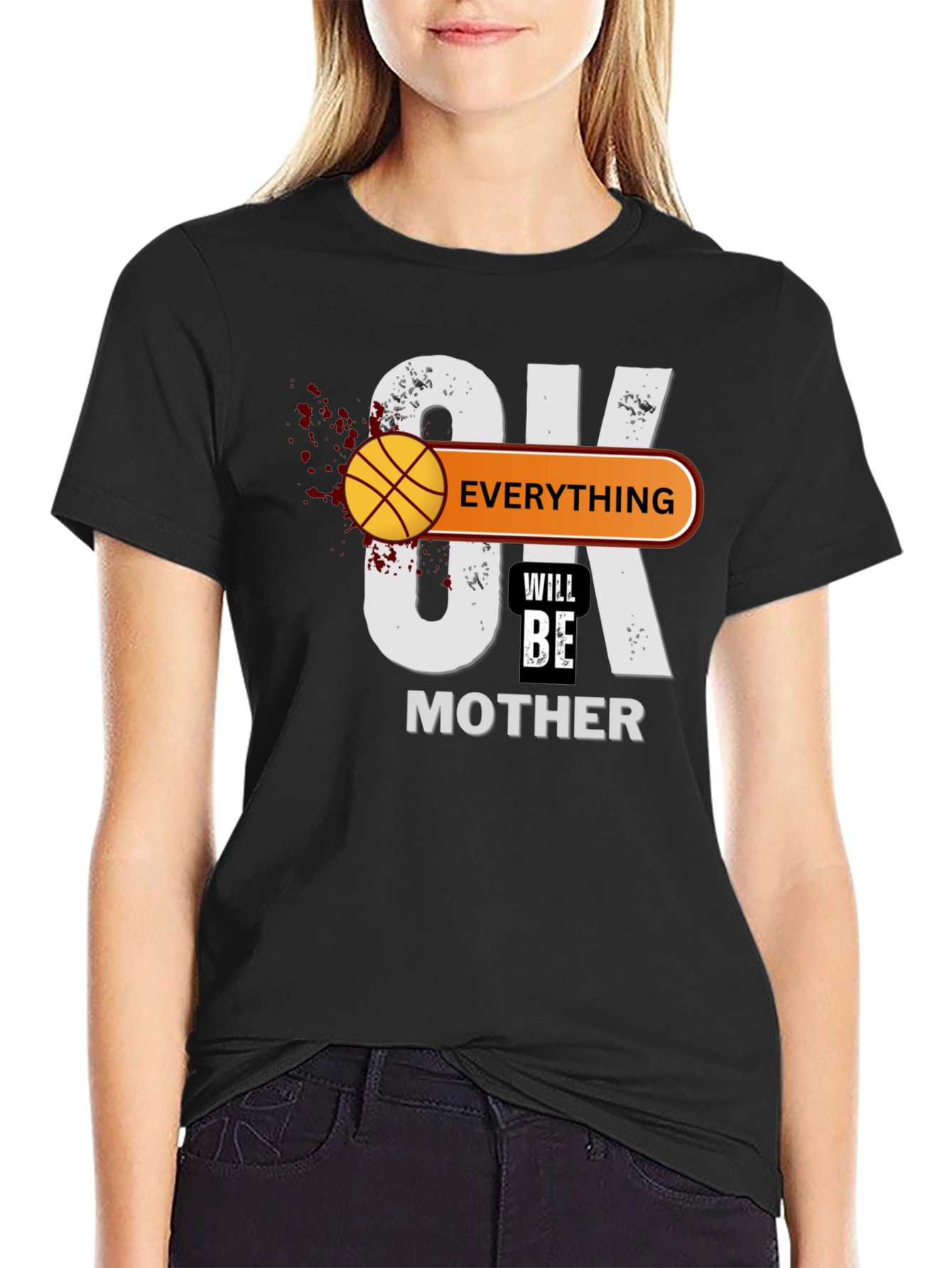 Black Basketball Mother's Day Graphic T-Shirt view 2