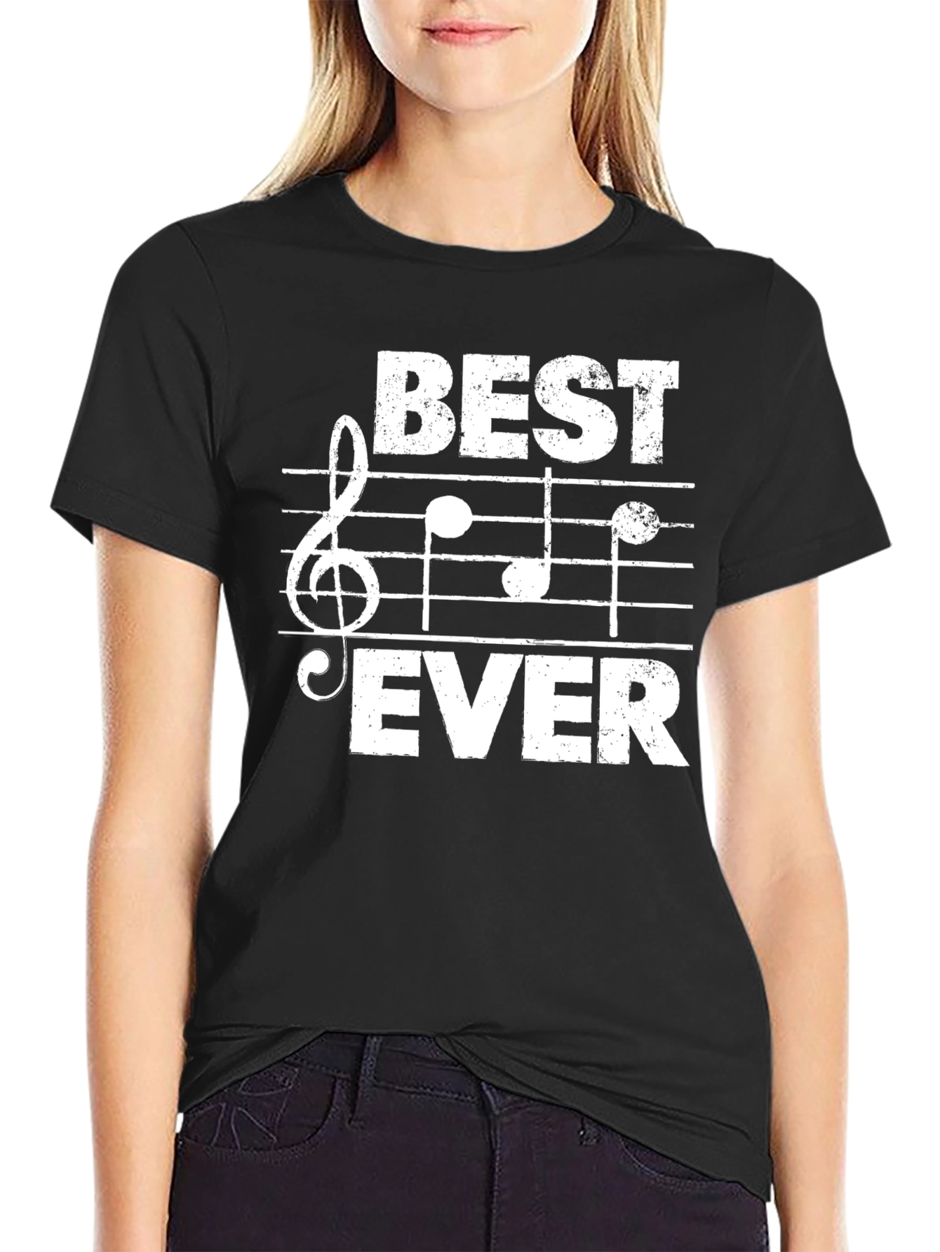 Black Best Ever Musician T-Shirt - Musical Note Design view 2