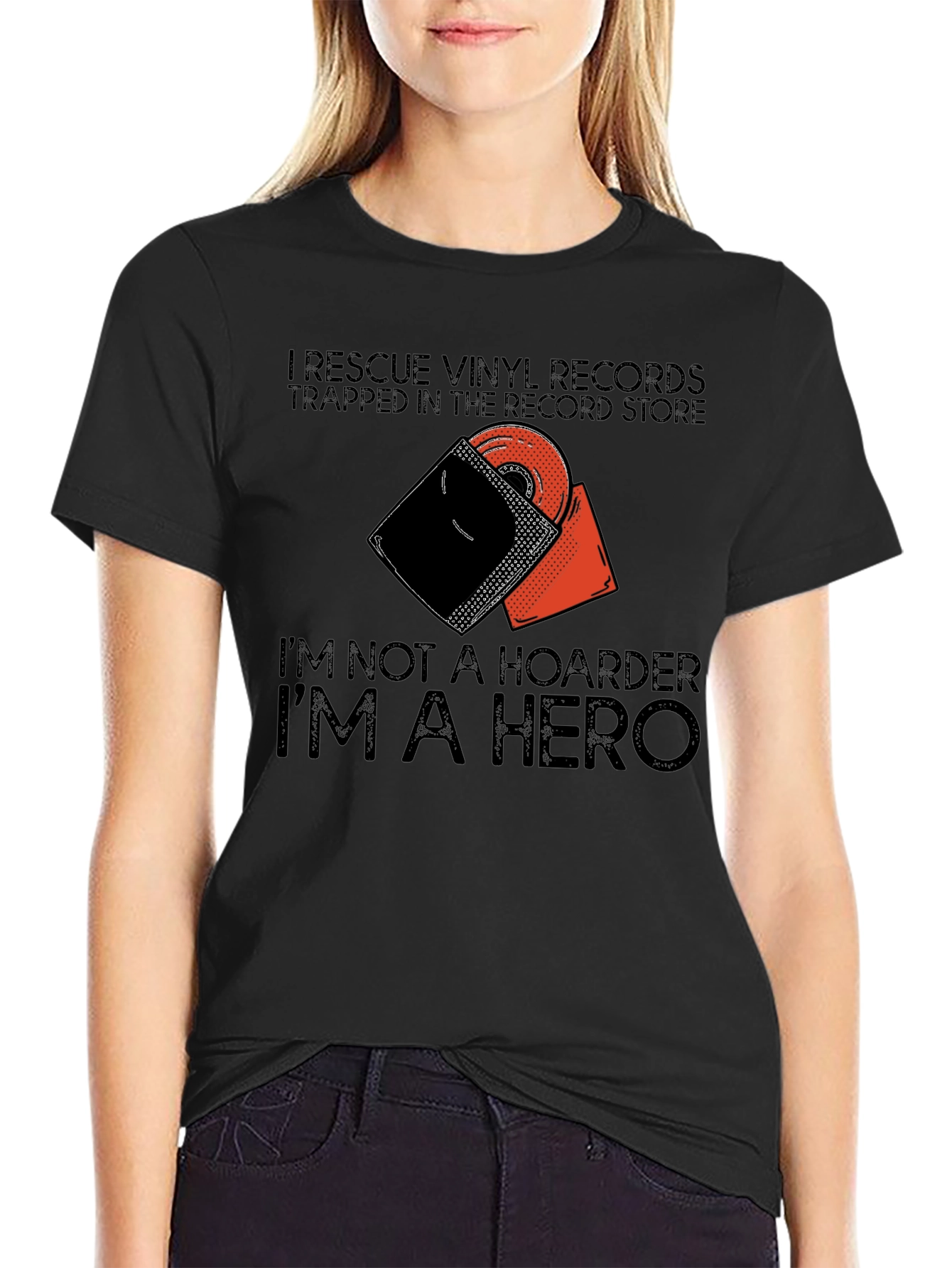 Black Vinyl Record Hero T-Shirt view 2